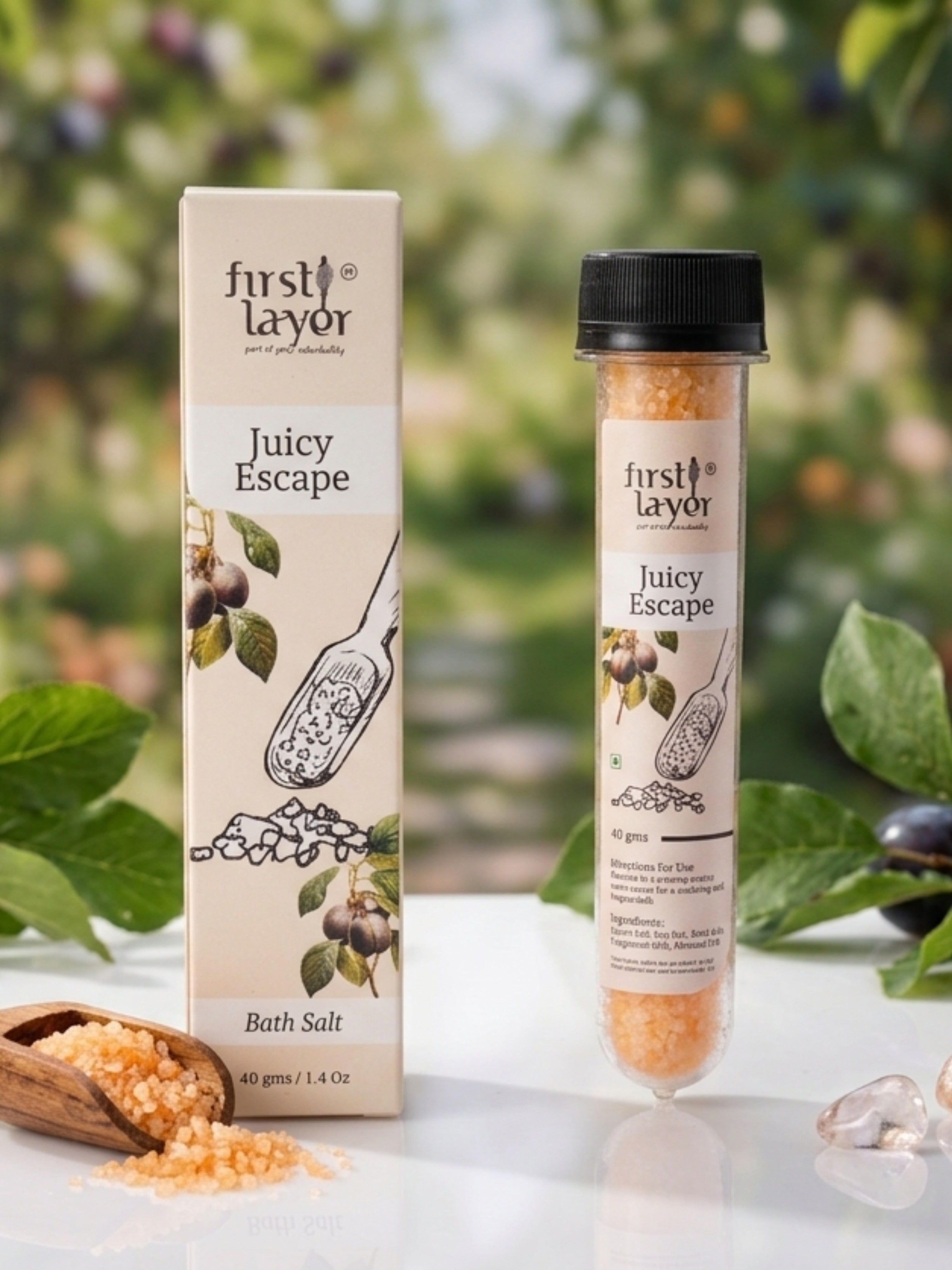 FIRSTLAYER Bathing Essentials Premium Bath Salt | Deep Relaxation, Skin Nourishing, Cleansing & Refreshing Spa Bath Experience | Juicy Escape