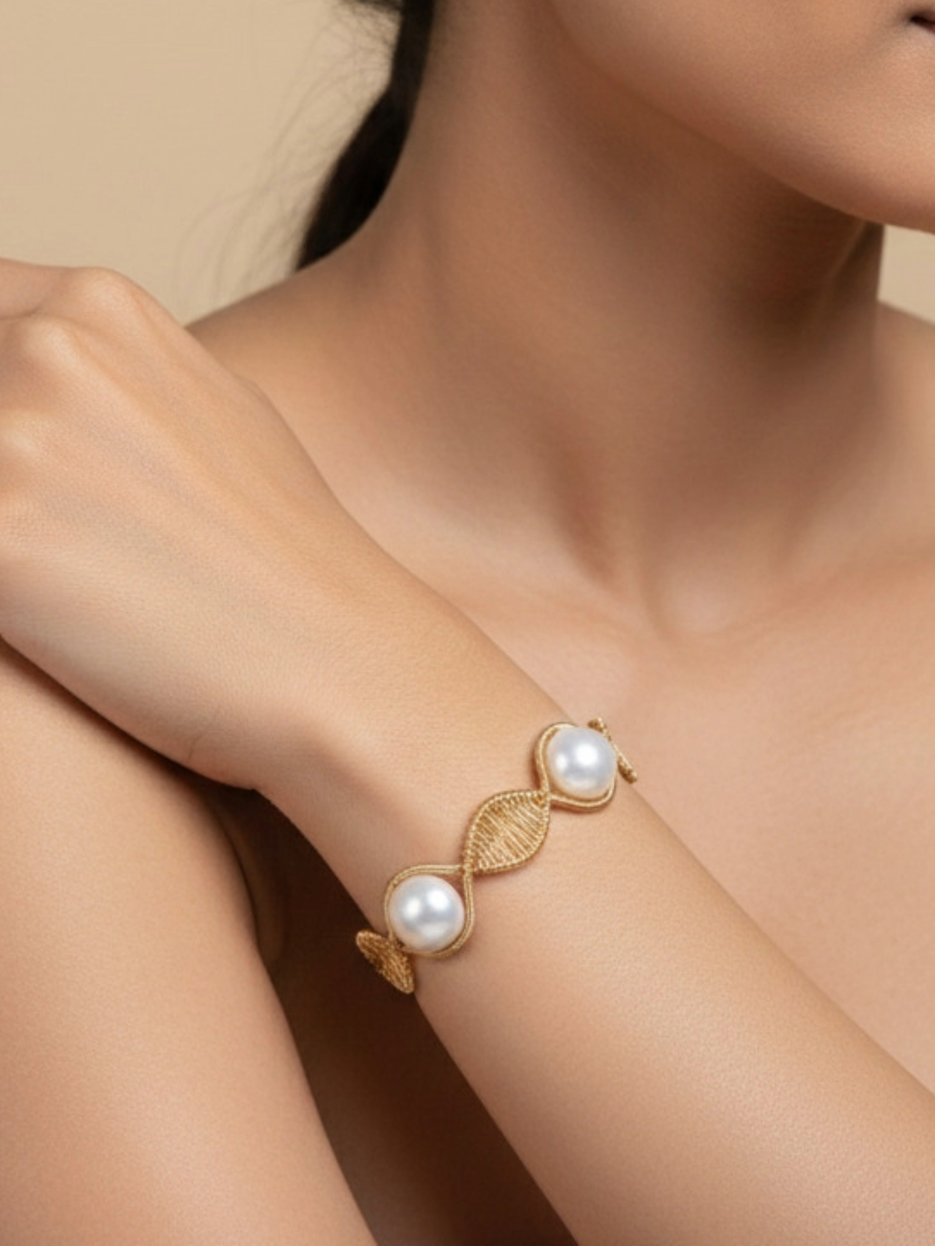 Freshwater Pearl Spiral Design Bracelet | Statement Jewelry