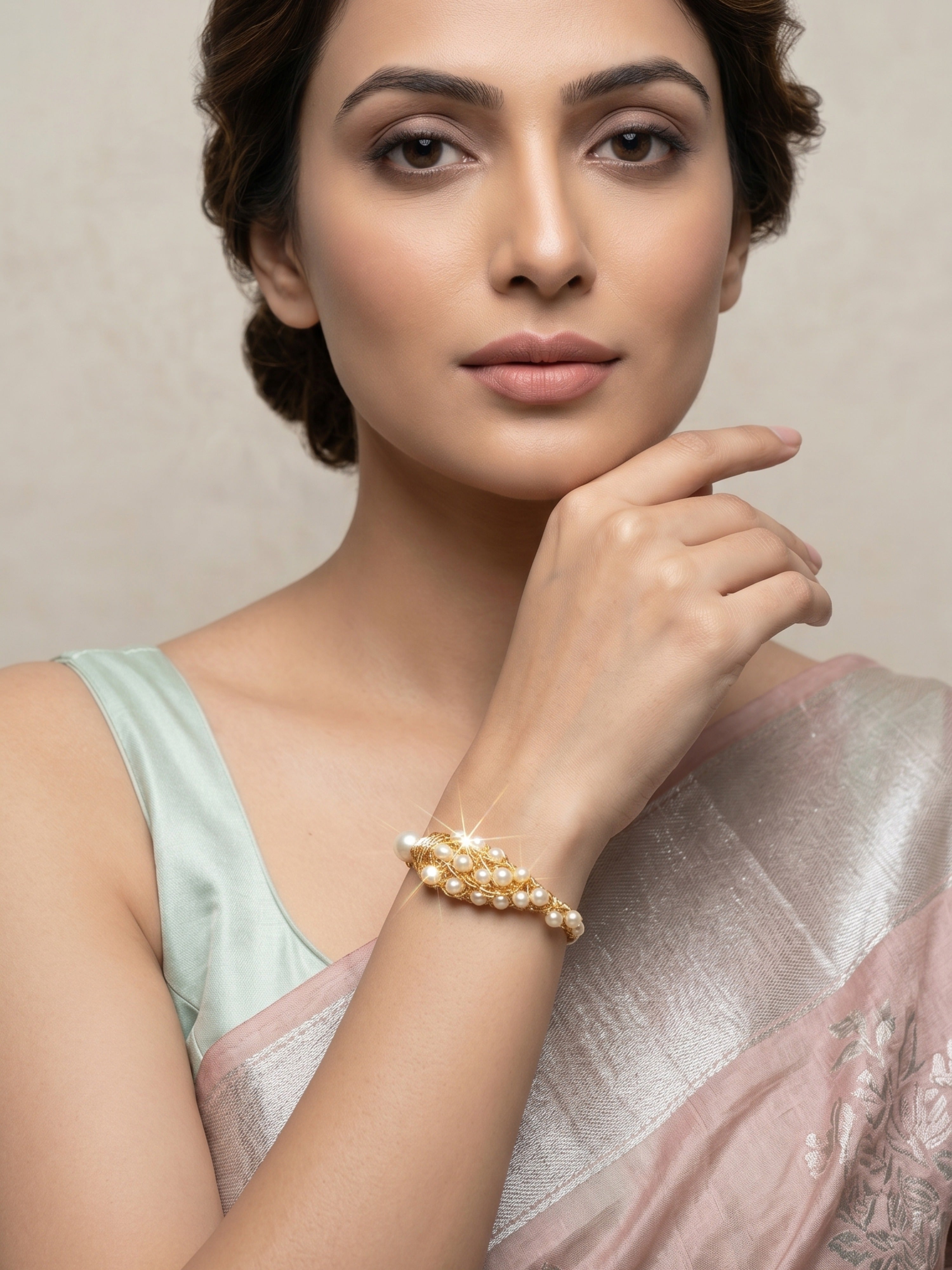 Pearl Woven Bracelet | Gold Tone Party Jewelry