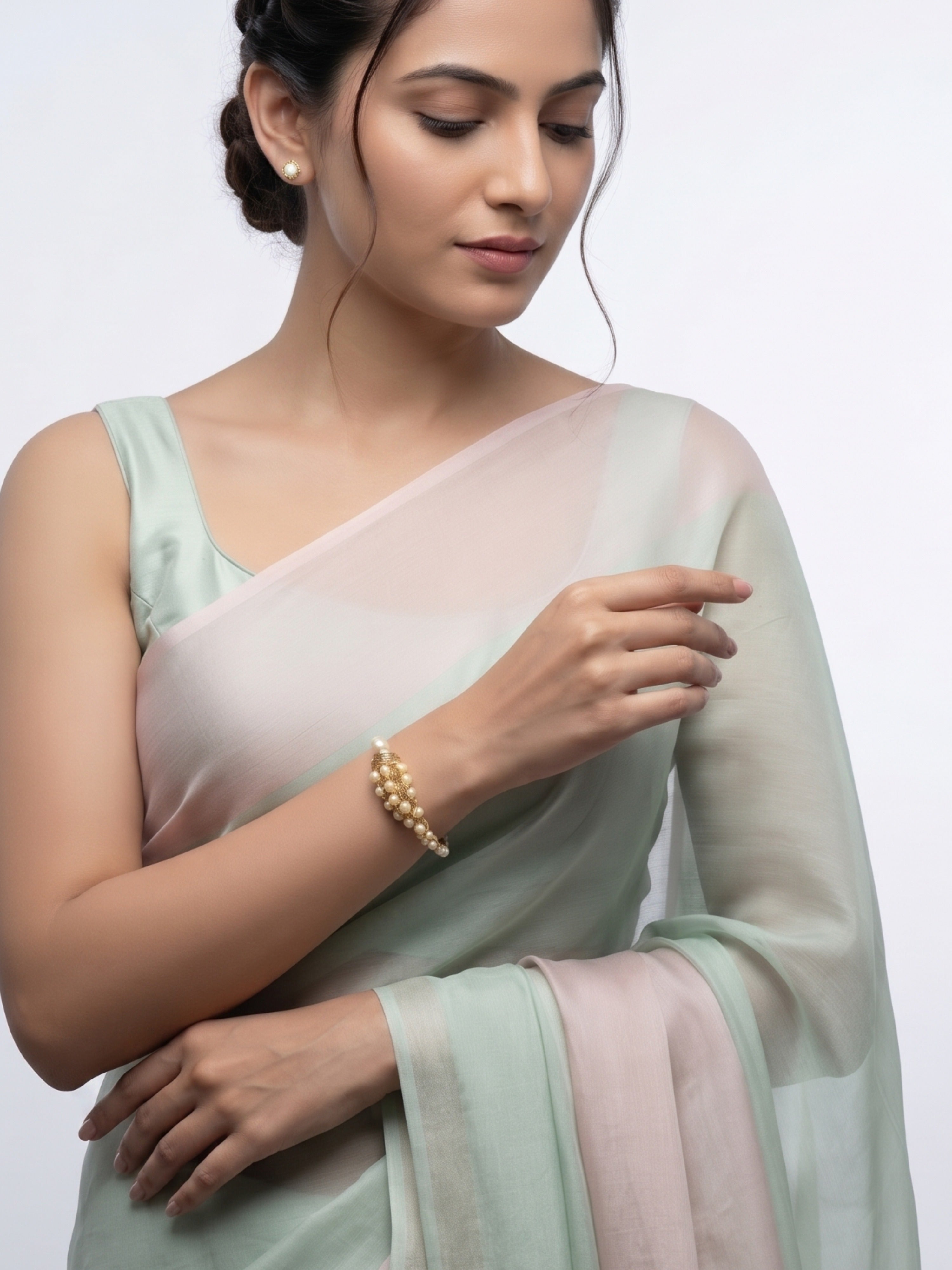 Pearl Woven Bracelet | Gold Tone Party Jewelry