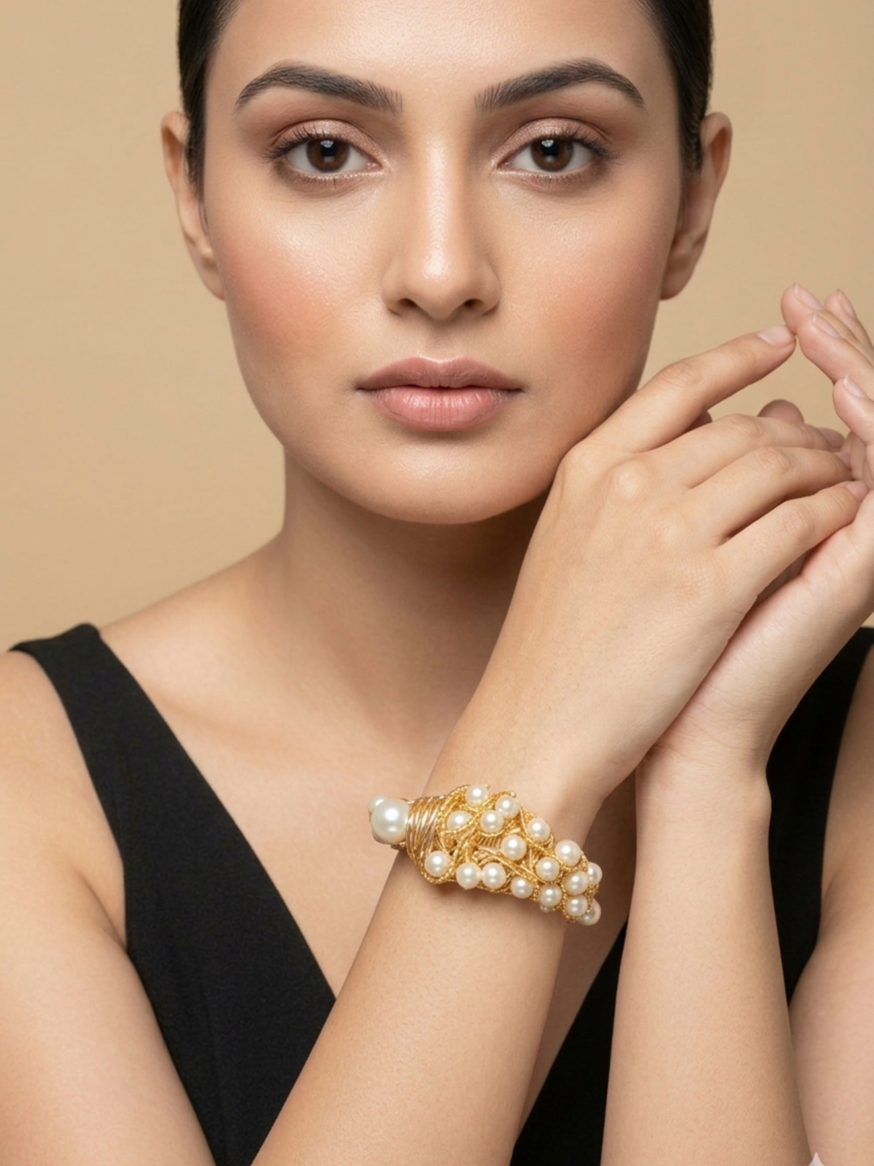 Pearl Woven Bracelet | Gold Tone Party Jewelry