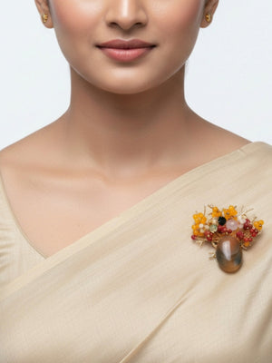 Luxe Statement Jewellery Agate Brooch – Multi-Color Gemstone Pin