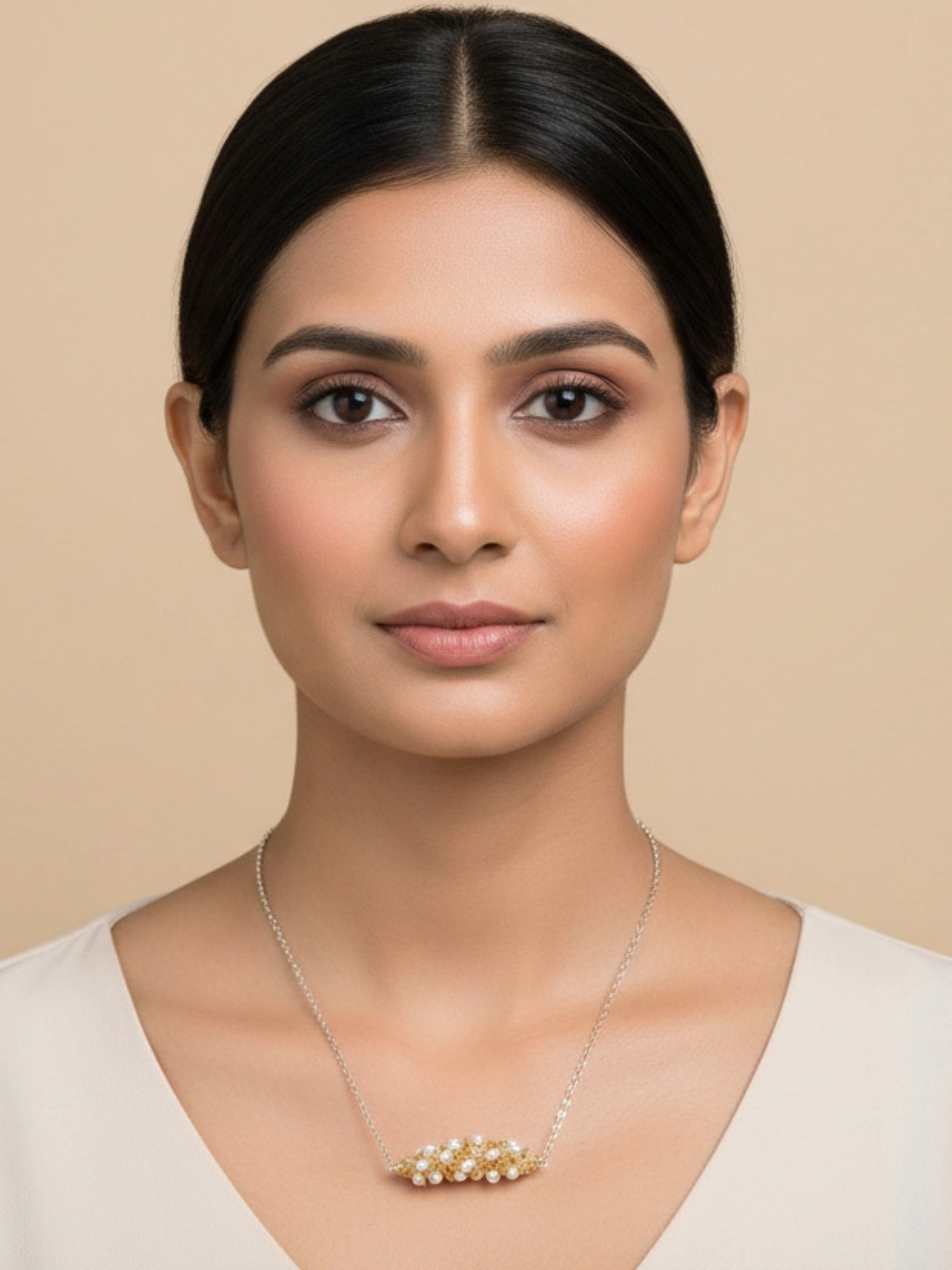 Floral Pearl Chain Necklace | Party Wear Jewelry