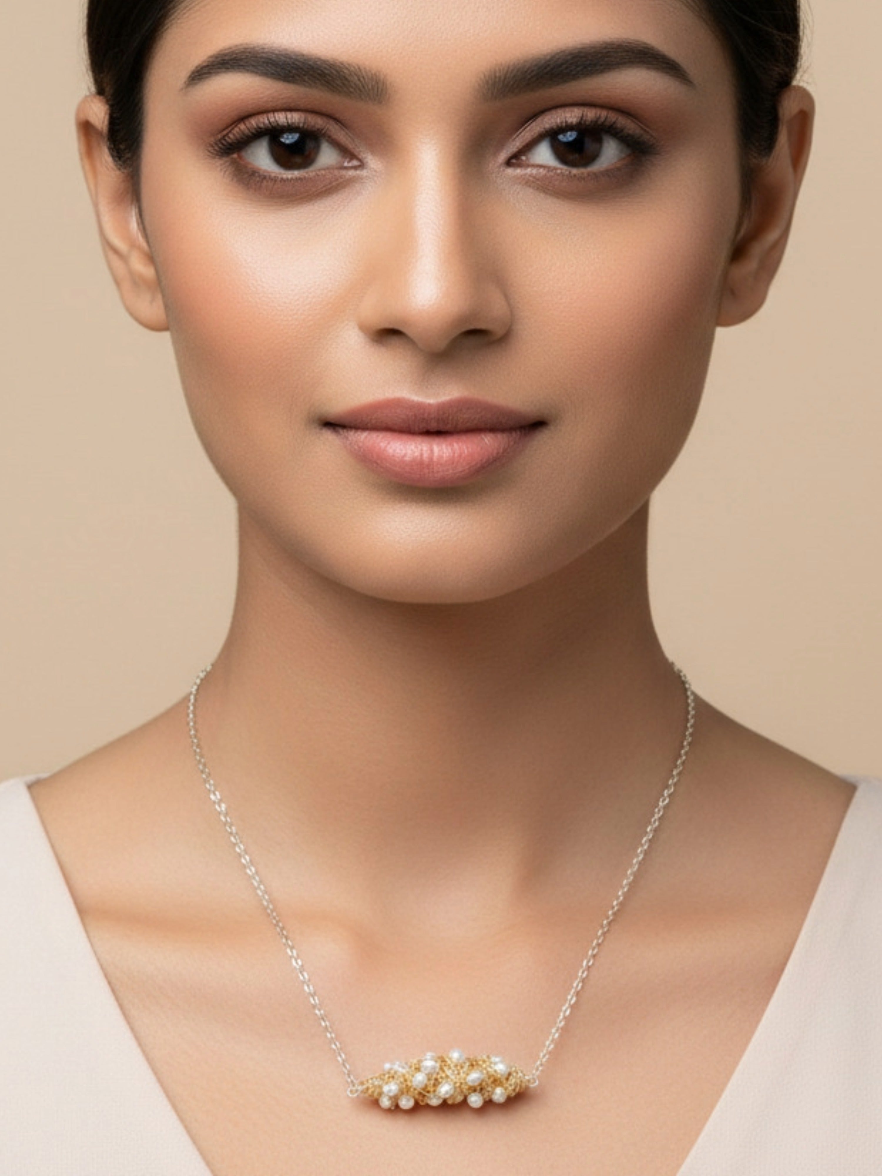 Floral Pearl Chain Necklace | Party Wear Jewelry