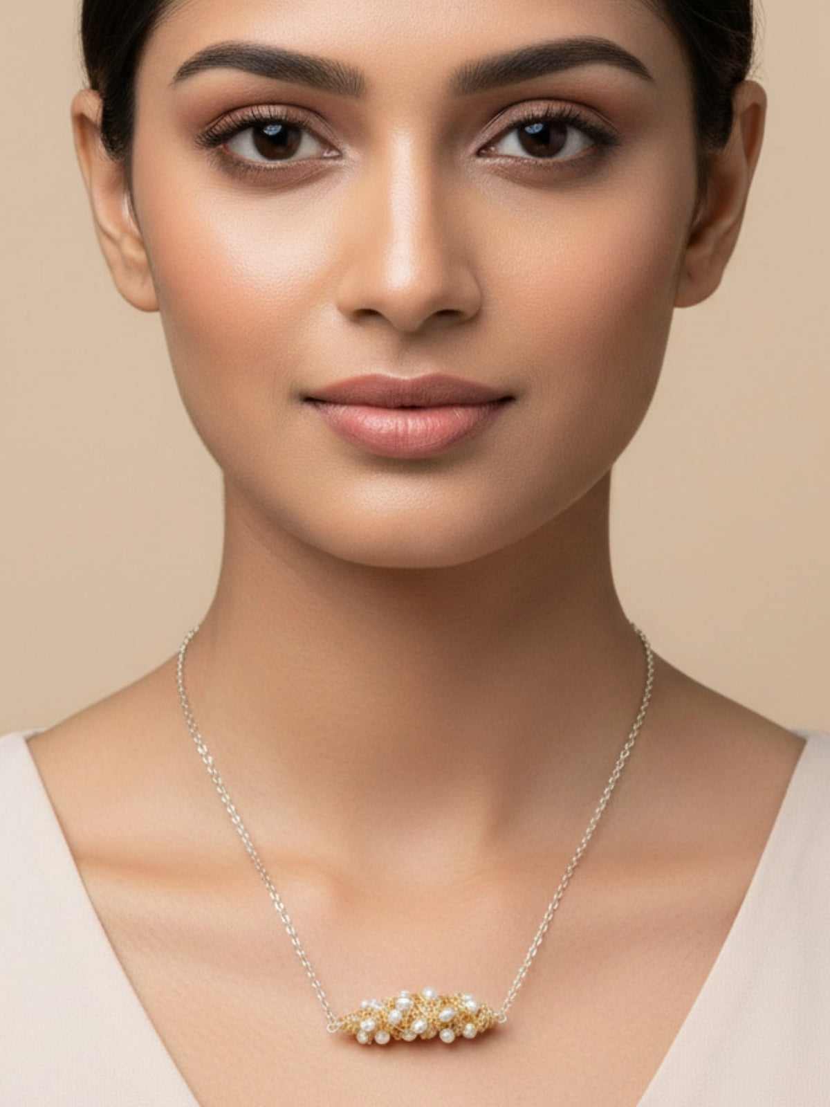 Floral Pearl Chain Necklace | Party Wear Jewelry
