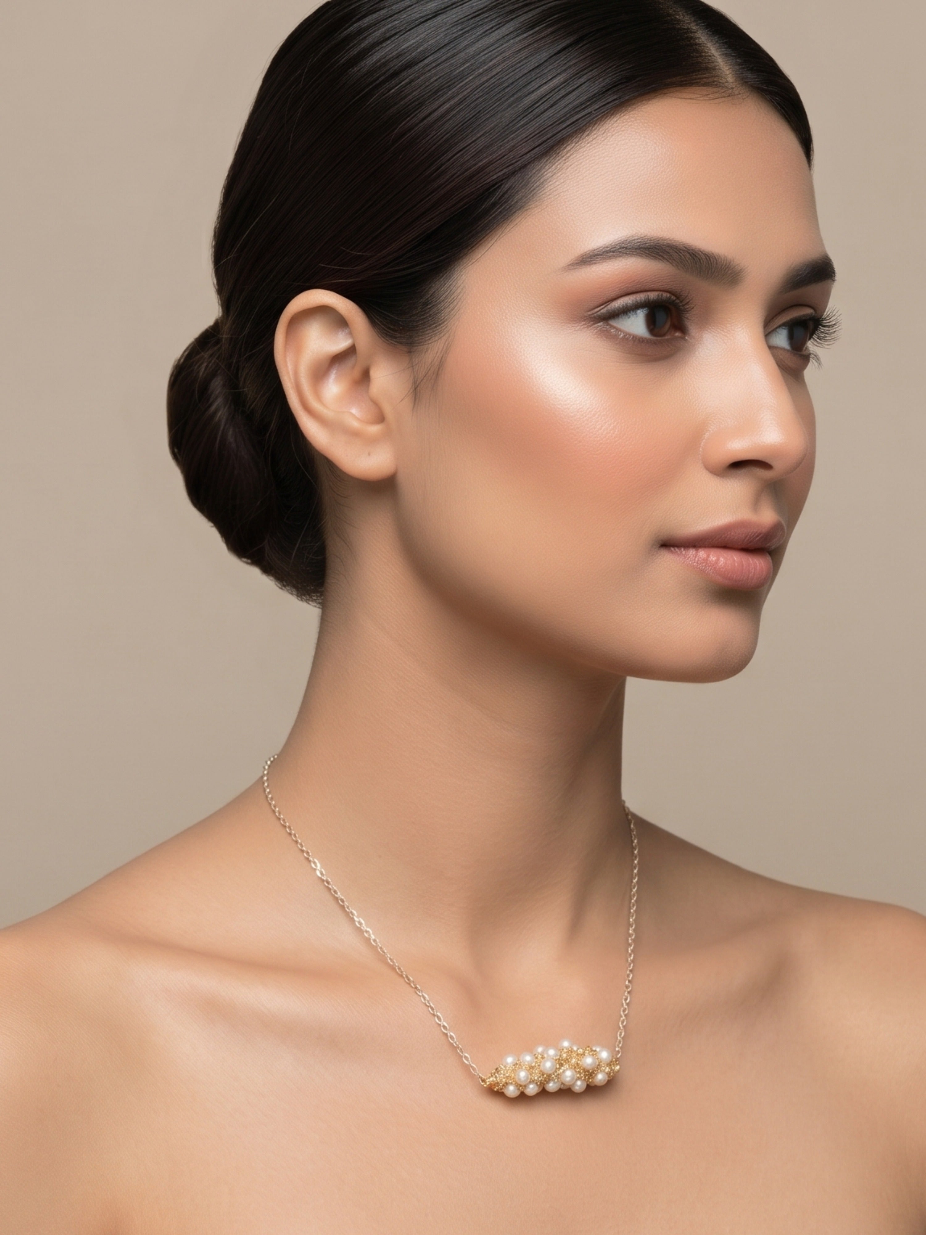 Floral Pearl Chain Necklace | Party Wear Jewelry