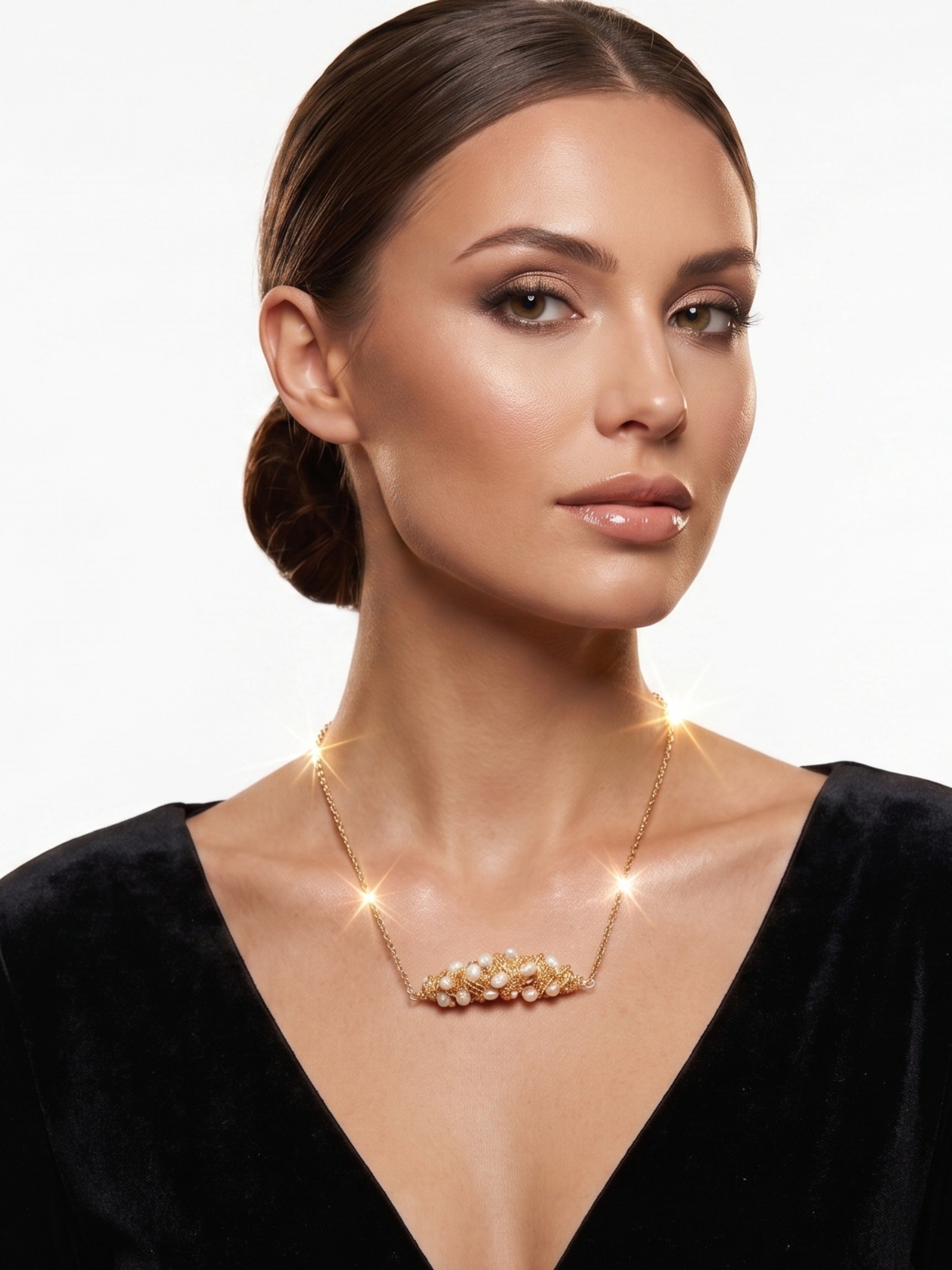 Floral Pearl Chain Necklace | Party Wear Jewelry