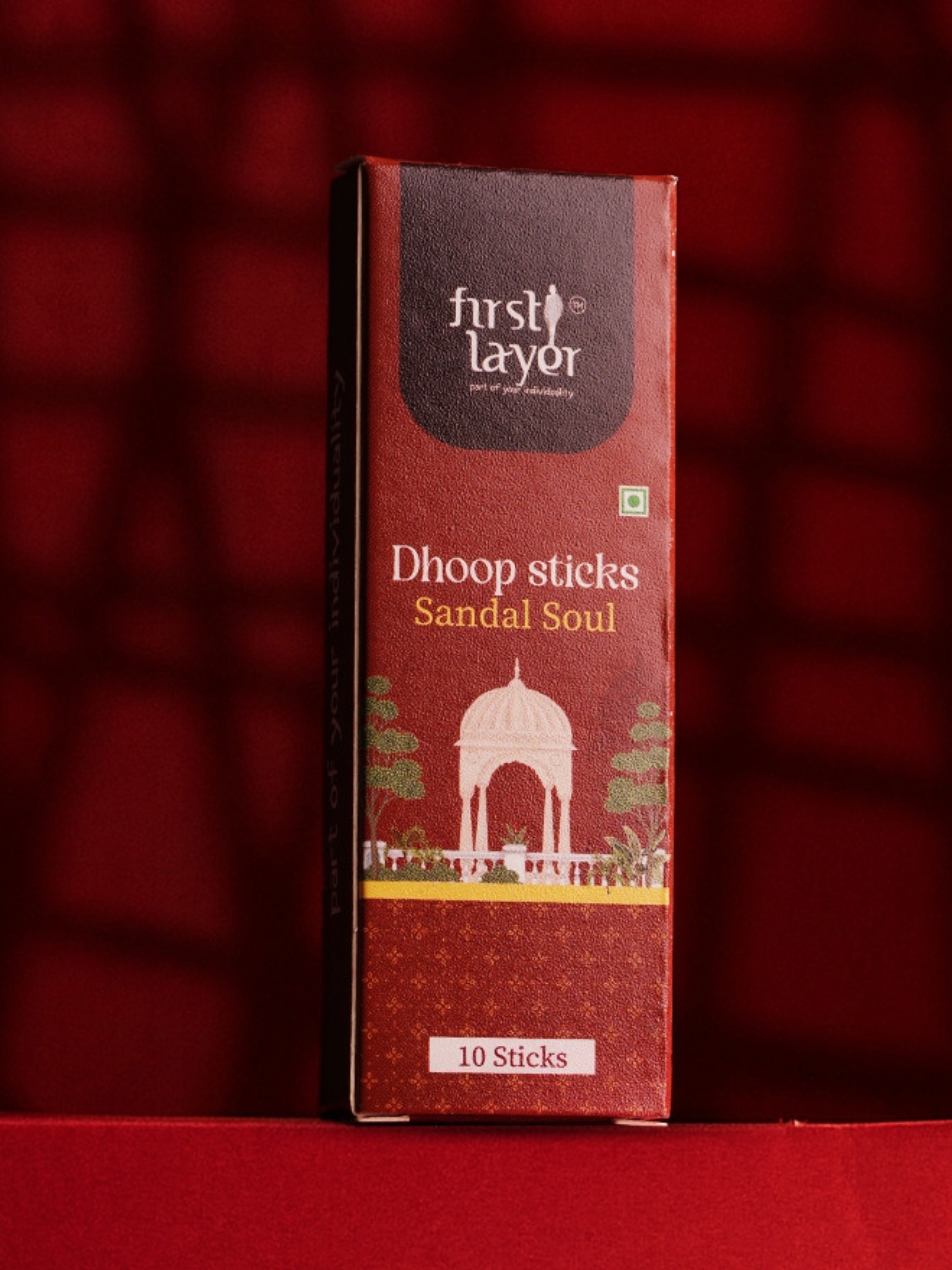 FIRSTLAYER Natural Dhoop Sticks | Herbal Incense for Puja, Meditation & Positive Energy | Long Lasting Fragrance | Sandal Soul