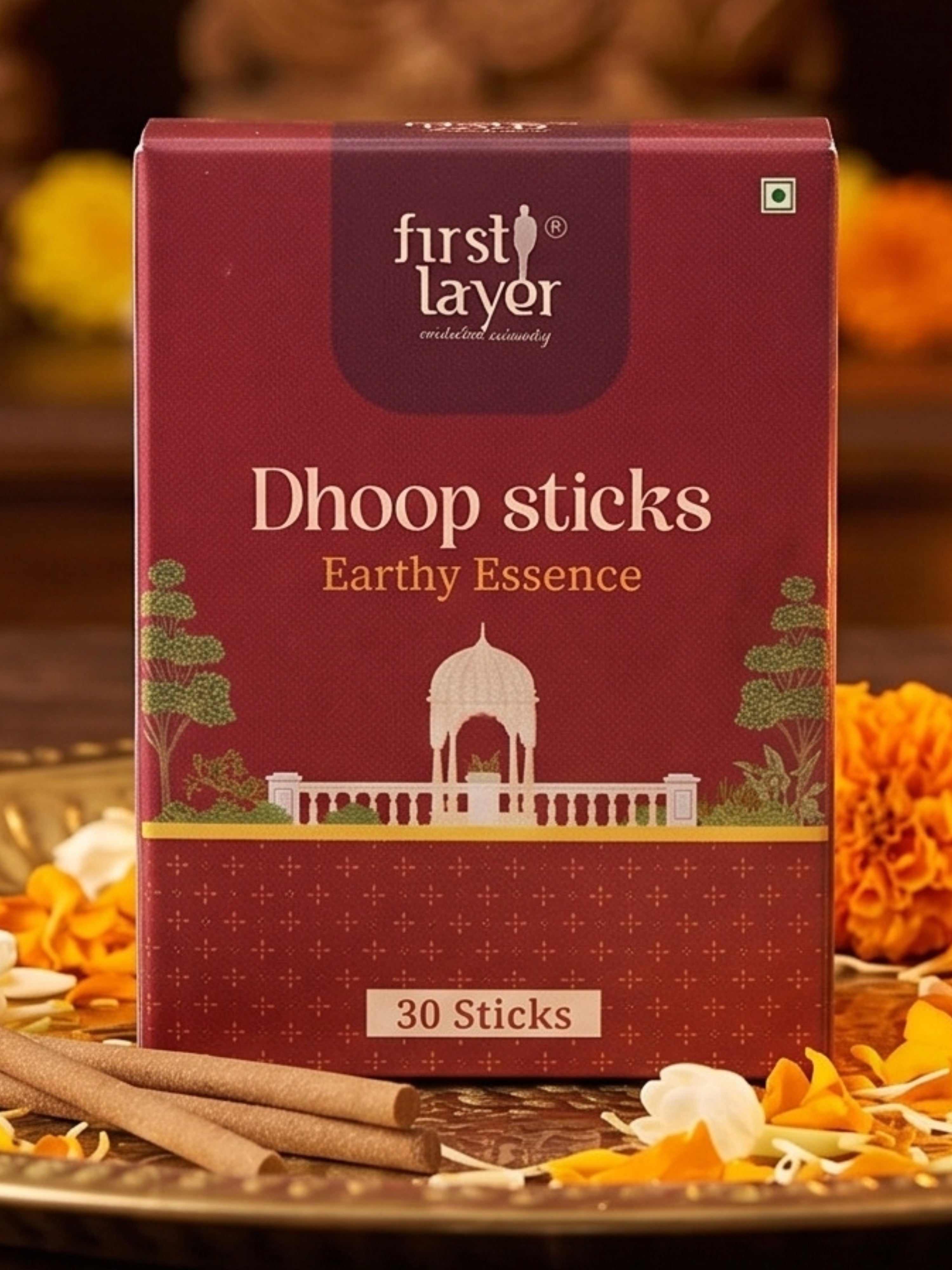 FIRSTLAYER Natural Dhoop Sticks | Herbal Incense for Puja, Meditation & Positive Energy | Long Lasting Fragrance | Earthy Essence