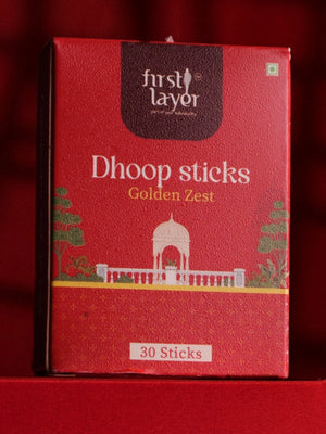 FIRSTLAYER Natural Dhoop Sticks | Herbal Incense for Puja, Meditation & Positive Energy | Long Lasting Fragrance |Golden Zest