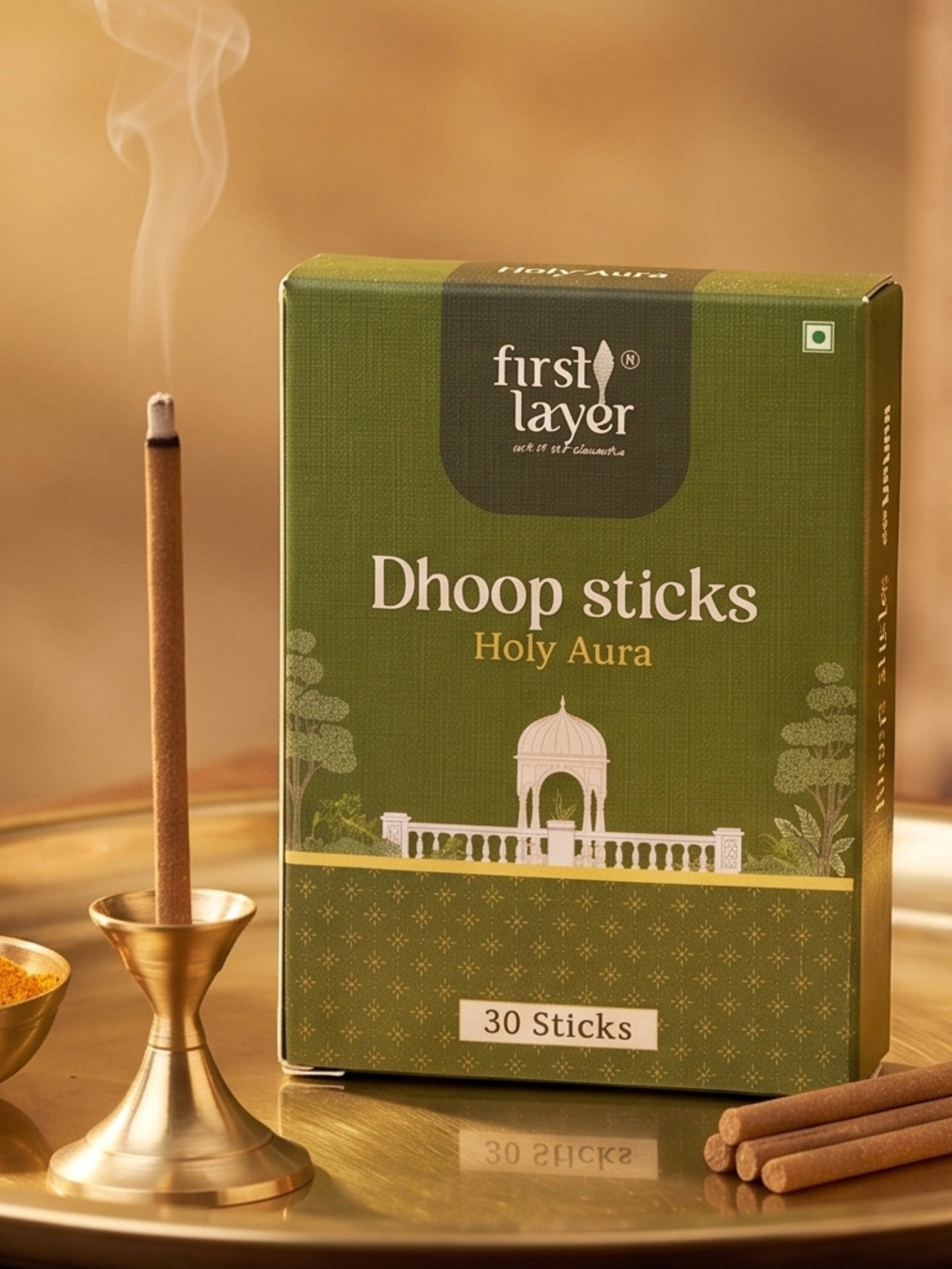 FIRSTLAYER Natural Dhoop Sticks | Herbal Incense for Puja, Meditation & Positive Energy | Long Lasting Fragrance | Holy Aura