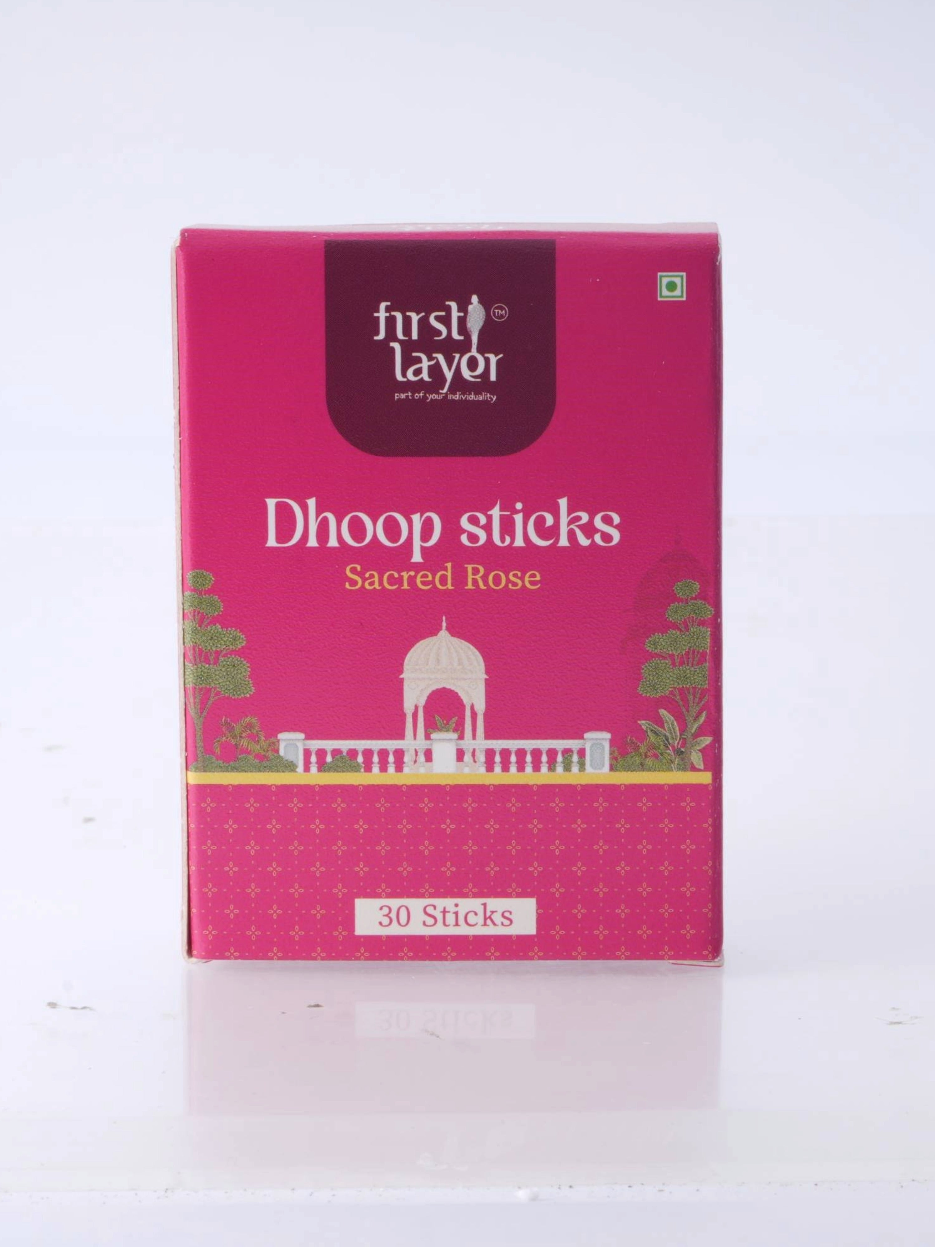 FIRSTLAYER Sacred Rose Natural Dhoop Sticks | Herbal Incense for Puja, Meditation & Positive Energy | Long Lasting Fragrance |Sacred Rose