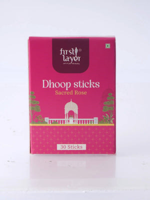 FIRSTLAYER Sacred Rose Natural Dhoop Sticks | Herbal Incense for Puja, Meditation & Positive Energy | Long Lasting Fragrance |Sacred Rose