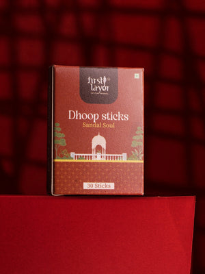 FIRSTLAYER Natural Dhoop Sticks | Herbal Incense for Puja, Meditation & Positive Energy | Long Lasting Fragrance | Sandal Soul