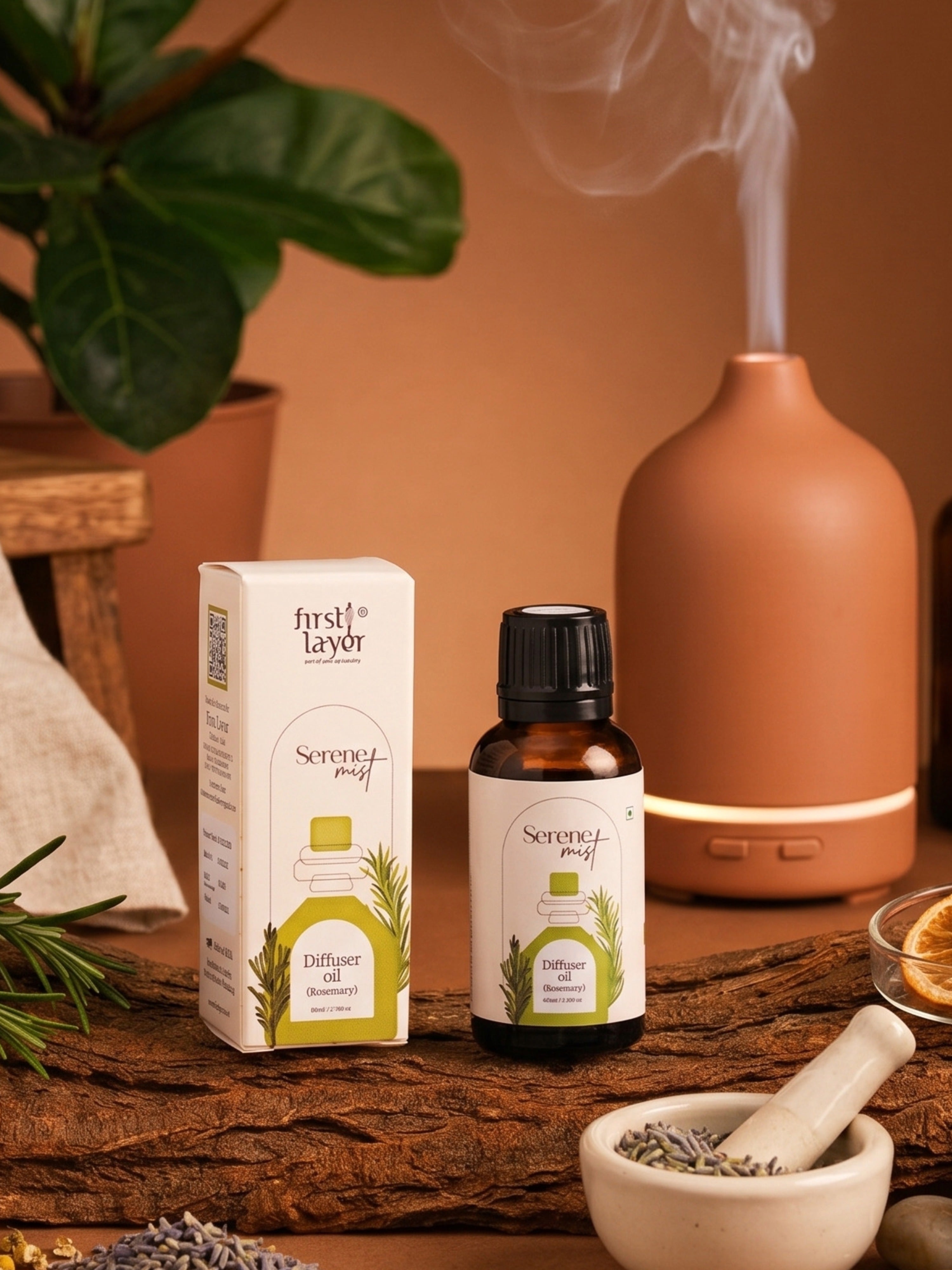 FIRSTLAYER Serene Mist Diffuser Oil – Rosemary Essential Oil Blend for Focus, Relaxation & Home Aromatherapy