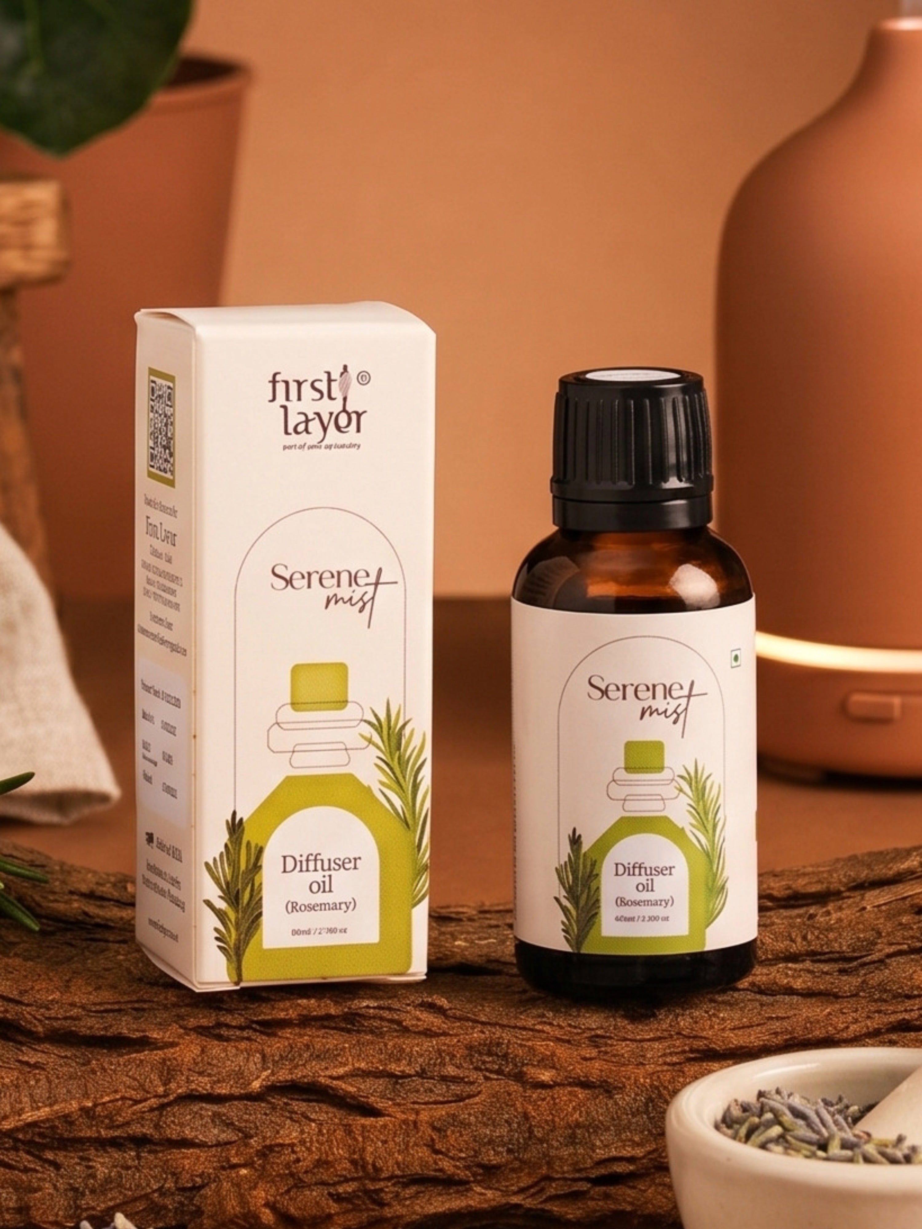 FIRSTLAYER Serene Mist Diffuser Oil – Rosemary Essential Oil Blend for Focus, Relaxation & Home Aromatherapy