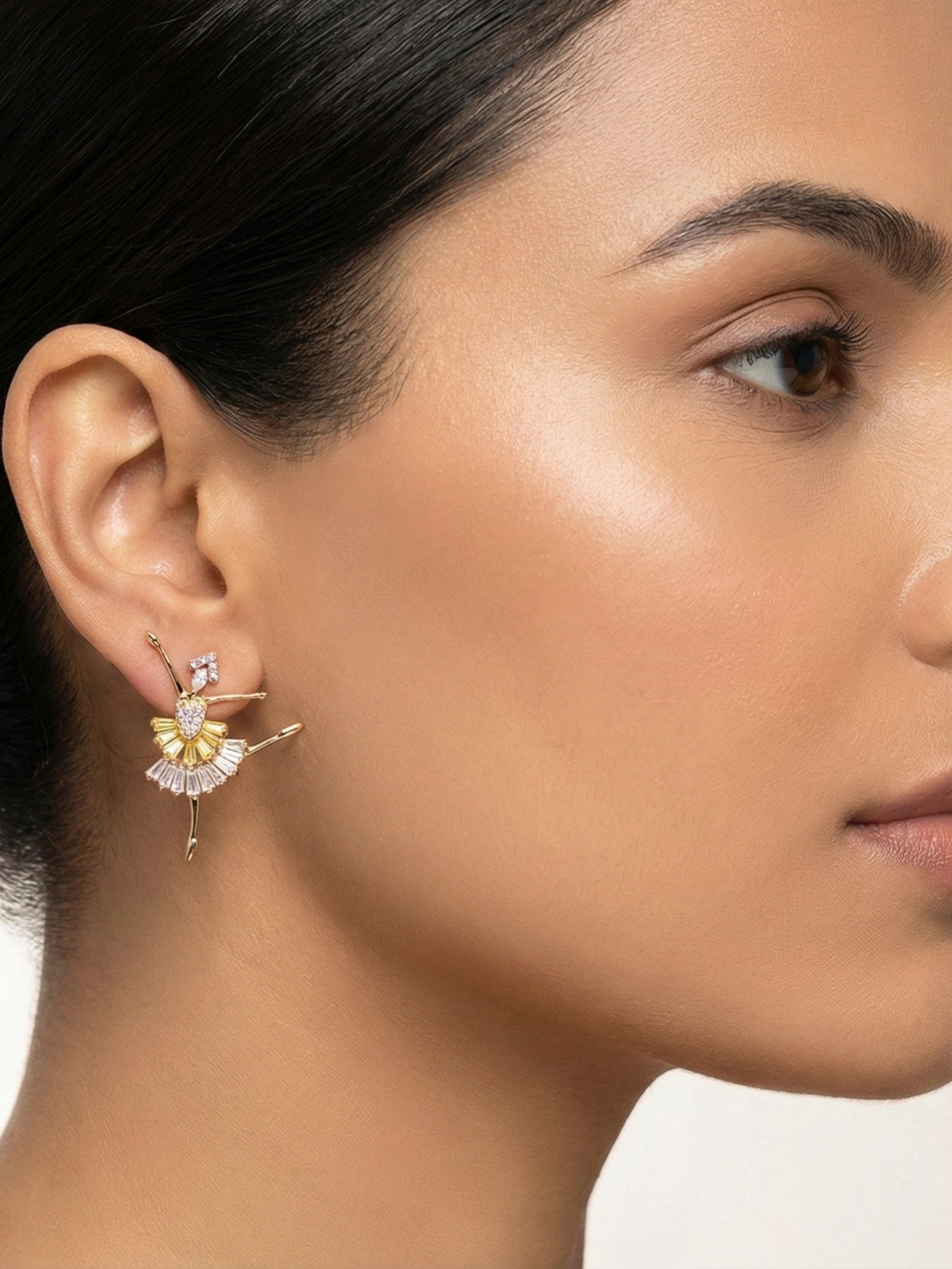 Floral Statement Earrings | White & Soft Yellow | Pearl & Stone Design