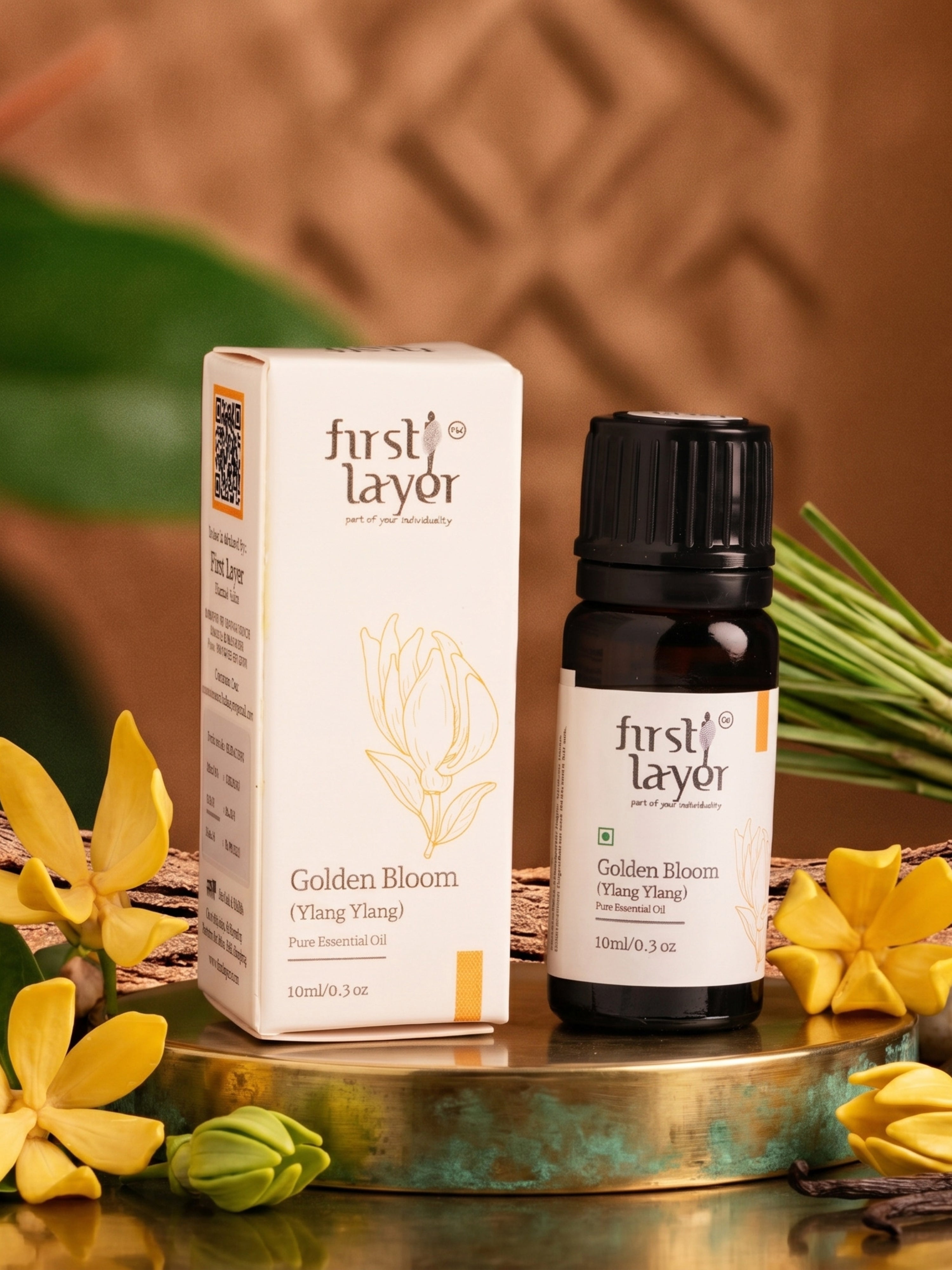 FIRSTLAYER Golden Bloom Essential Oil – Organic Floral Blend for Relaxation & Long-Lasting Fragrance