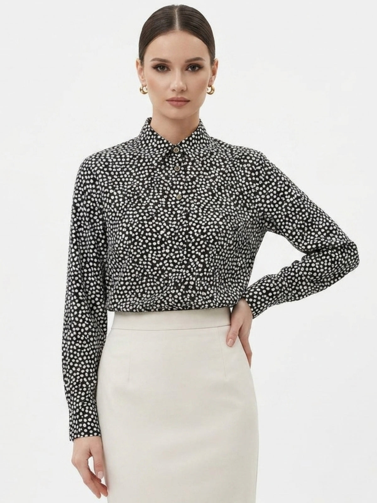 Women Soft Cotton Polka Dot Shirt | Breathable Everyday Style