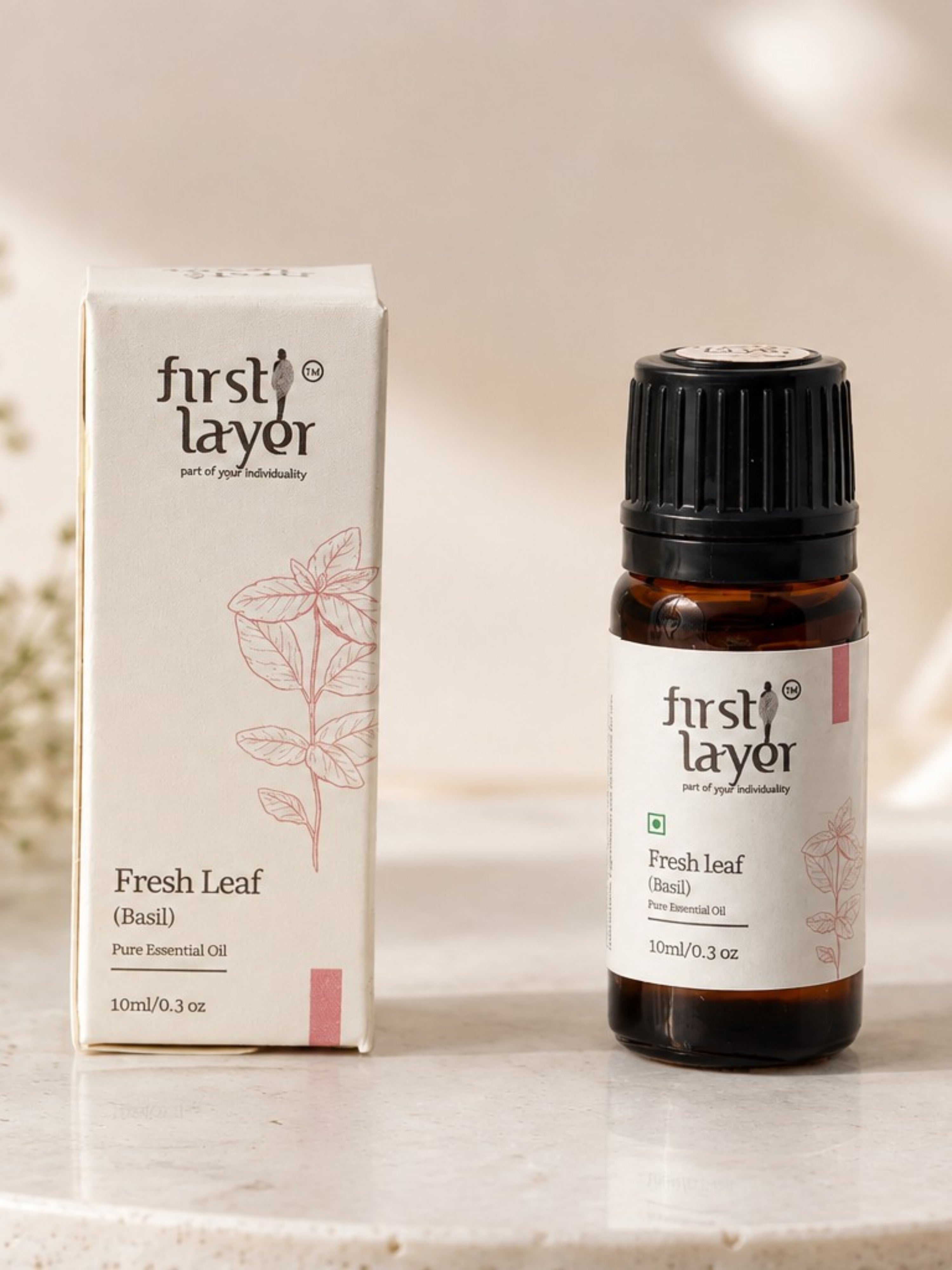 FIRSTLAYER Fresh Leaf Essential Oil – Natural (Basil) Herbal Blend for Breathing Support, Stress Relief & Relaxation
