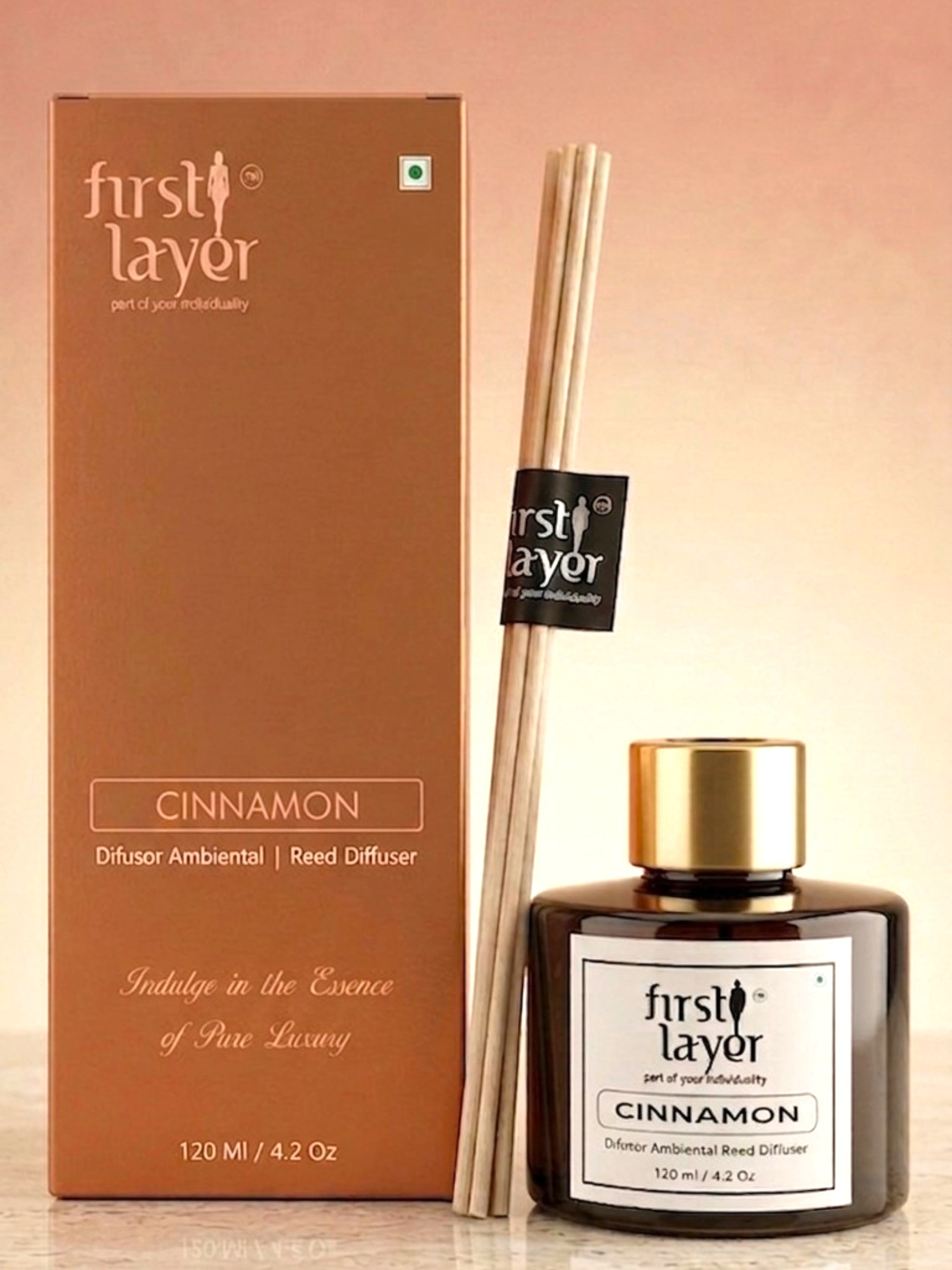 firstLayer Cinnamon Reed Diffuser | Premium Aromatic Essential Oil Room Fragrance