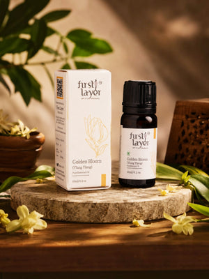 FIRSTLAYER Golden Bloom Essential Oil – Organic (Ylang Ylang) Floral Blend for Relaxation & Long-Lasting Fragrance