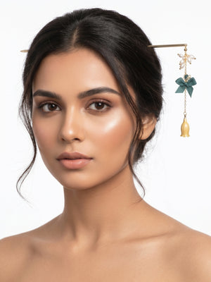 Vintage Style Hairstick Statement Jewellery – Teal Crystal Hair Stick