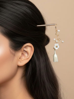 Botanical Root Hairstick Statement Jewellery – Elegant Teal Crystal Hair Accessory