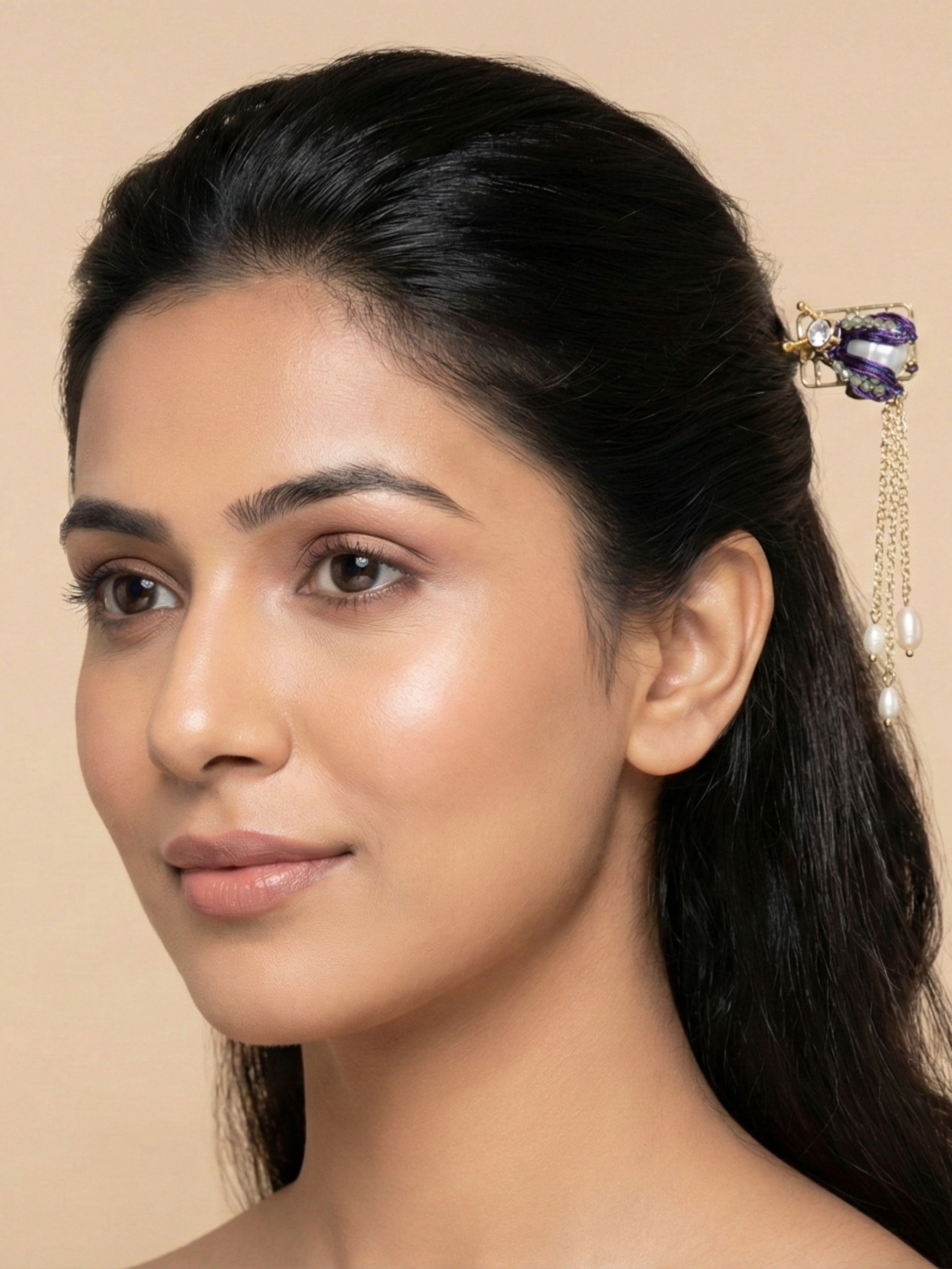 Statement Jewellery Hairstick – Handcrafted Gold Tone Insect Motif Hair Pin