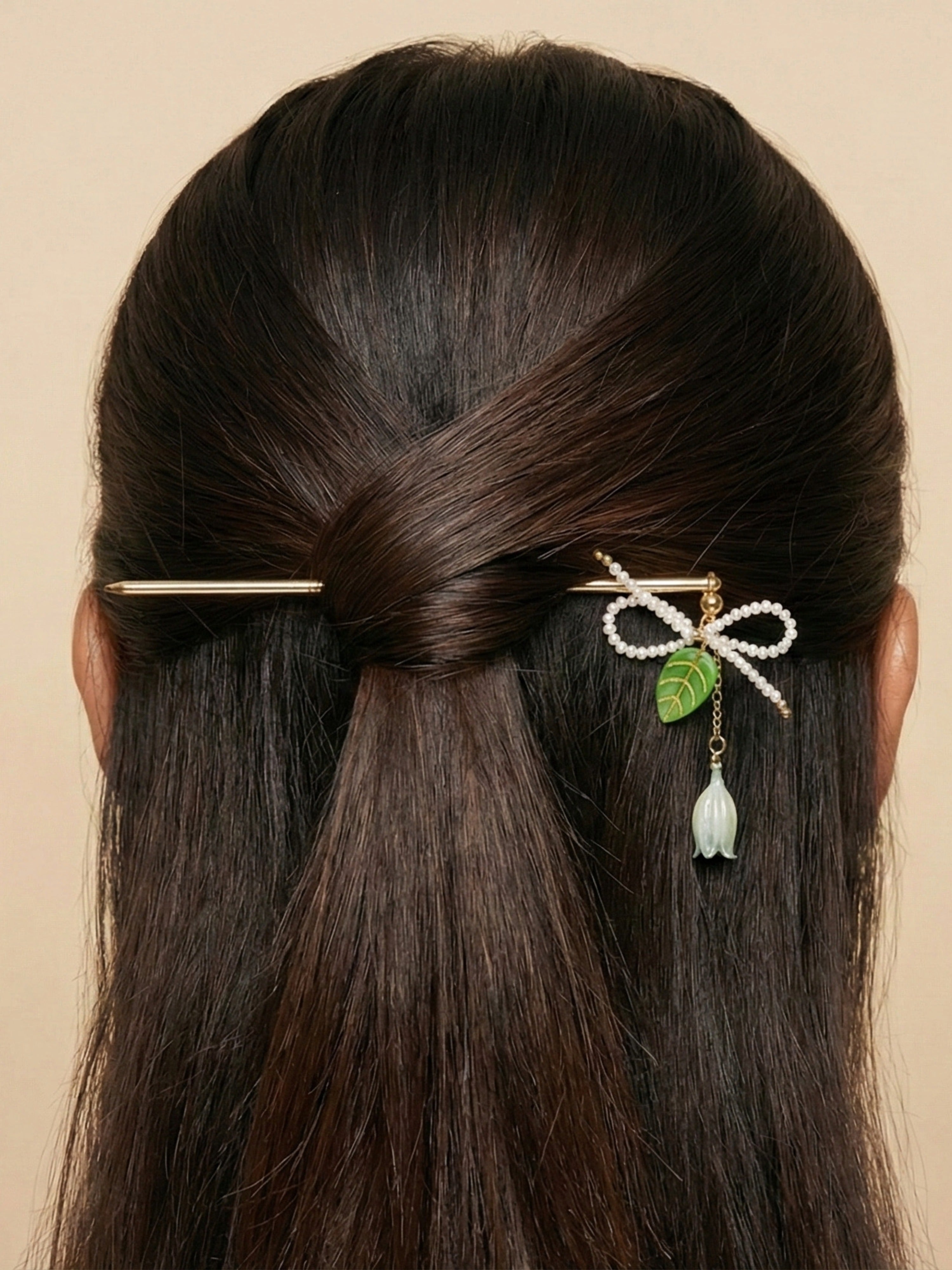 Botanical Pearl Bow Hairstick Statement Jewellery
