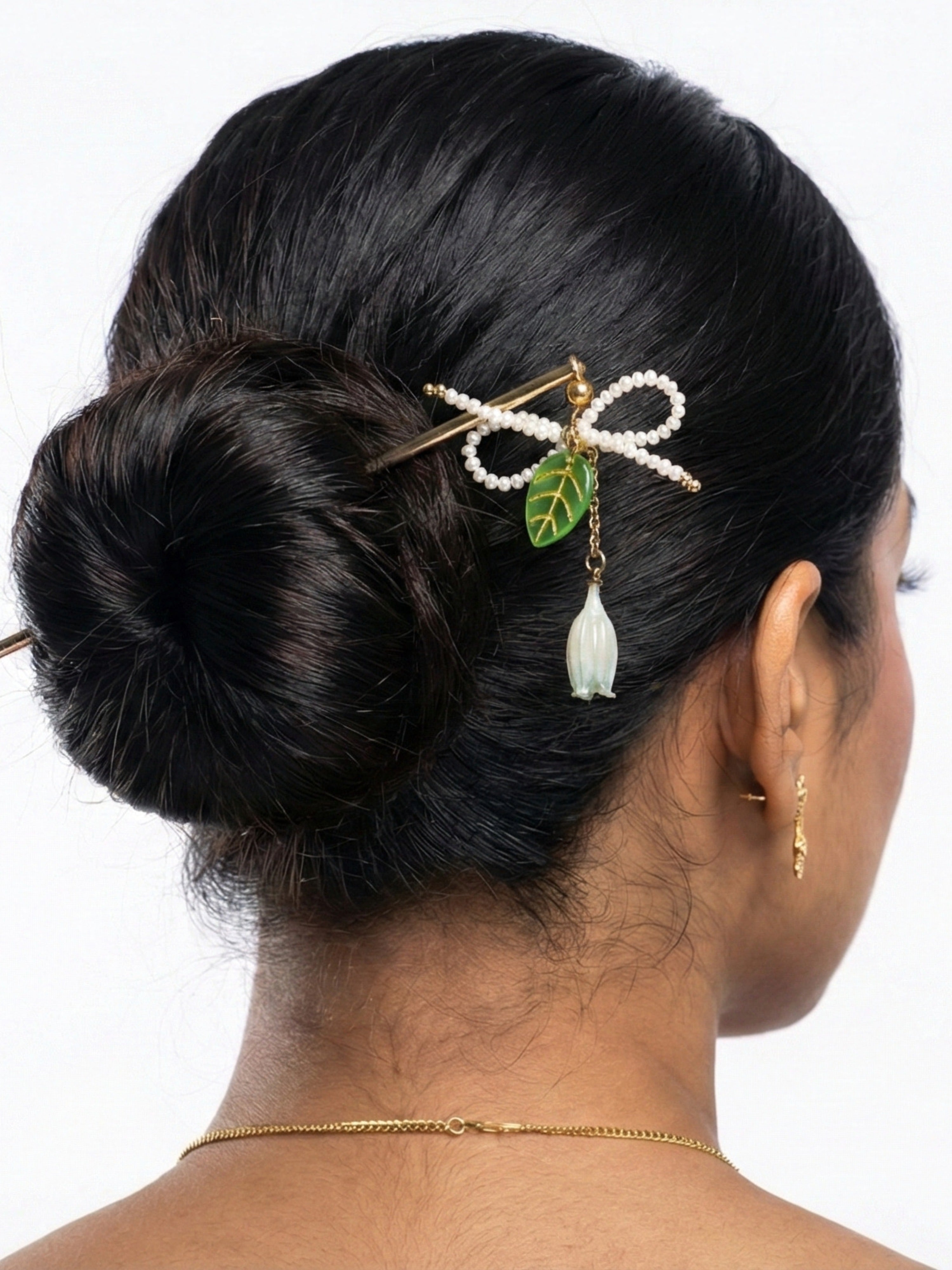 Botanical Pearl Bow Hairstick Statement Jewellery
