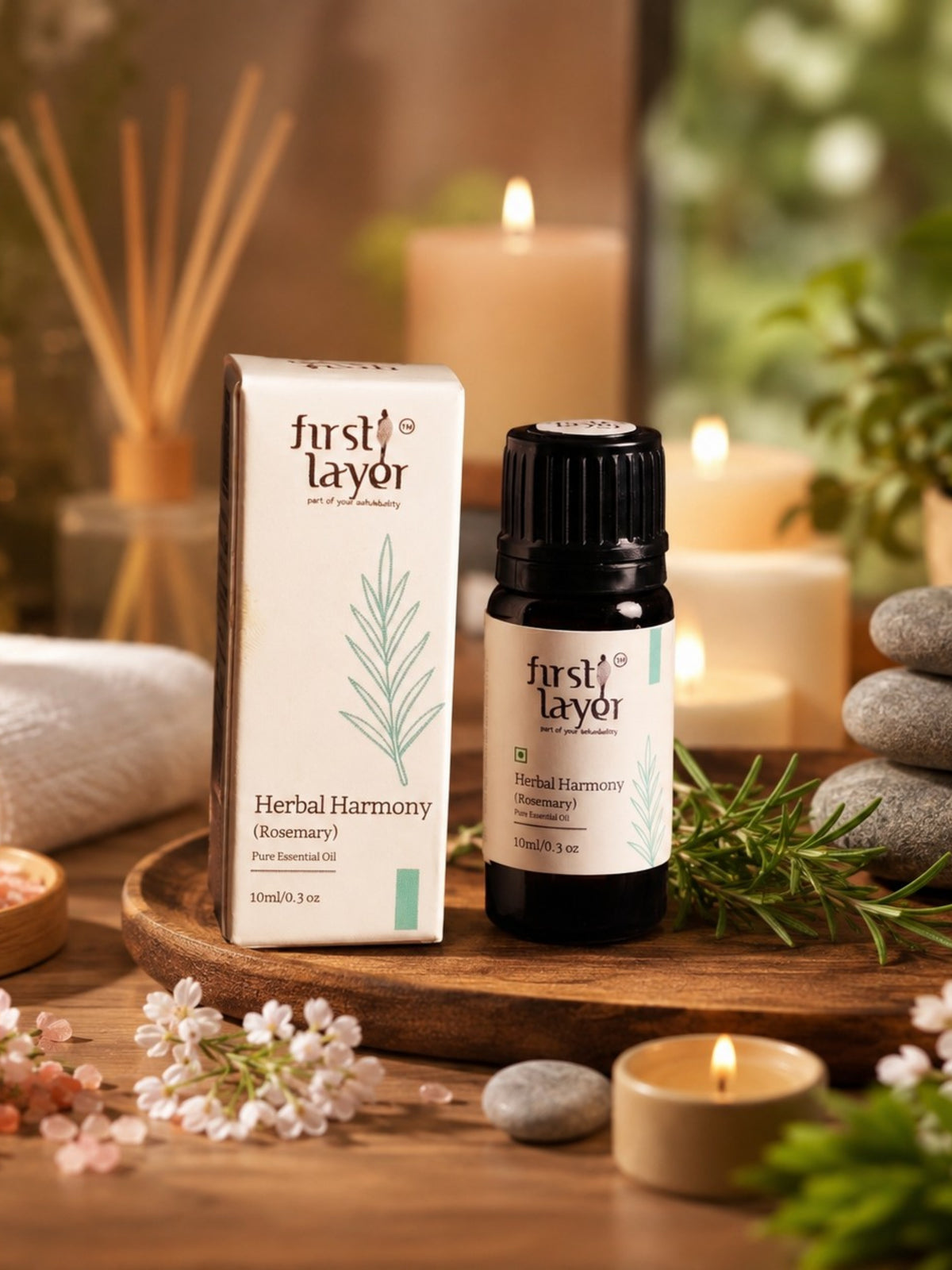 FIRSTLAYER Herbal Harmony Essential Oil – Organic (Rosemary) Herbal Blend for Breathing Support, Stress Relief & Relaxation