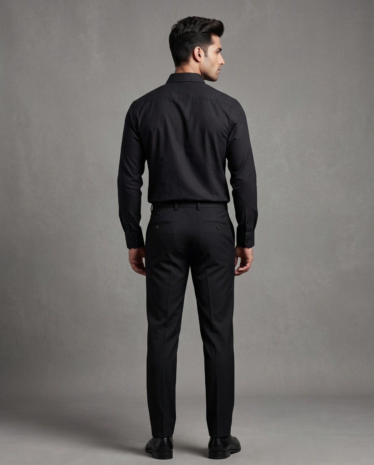 FIRSTLAYER Men's Cotton Blend Formal Shirt | Stretch Fabric | Tailored Fit | Full Sleeve |Black