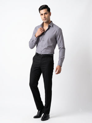FIRSTLAYER Men's Cotton Blend Formal Shirt | Stretch Fabric | Tailored Fit | Full Sleeve |Grey