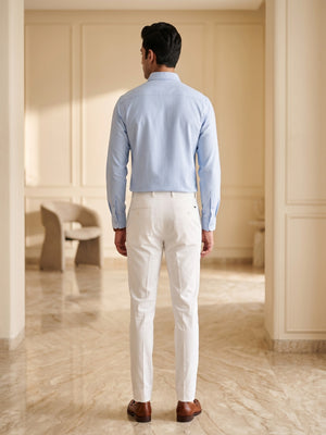 FIRSTLAYER Men's Cotton Blend Formal Shirt | Stretch Fabric | Tailored Fit | Full Sleeve |Light Blue