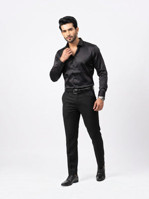 FirstLayer Premium Men's Stretch Silken Shirt | Black