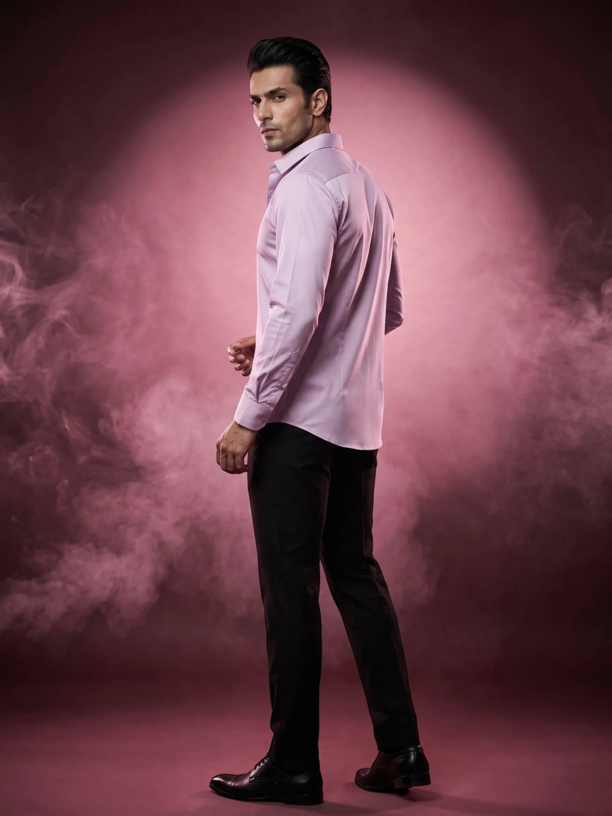 FirstLayer Premium Men's Stretch Silken Shirt | Classic Orchid