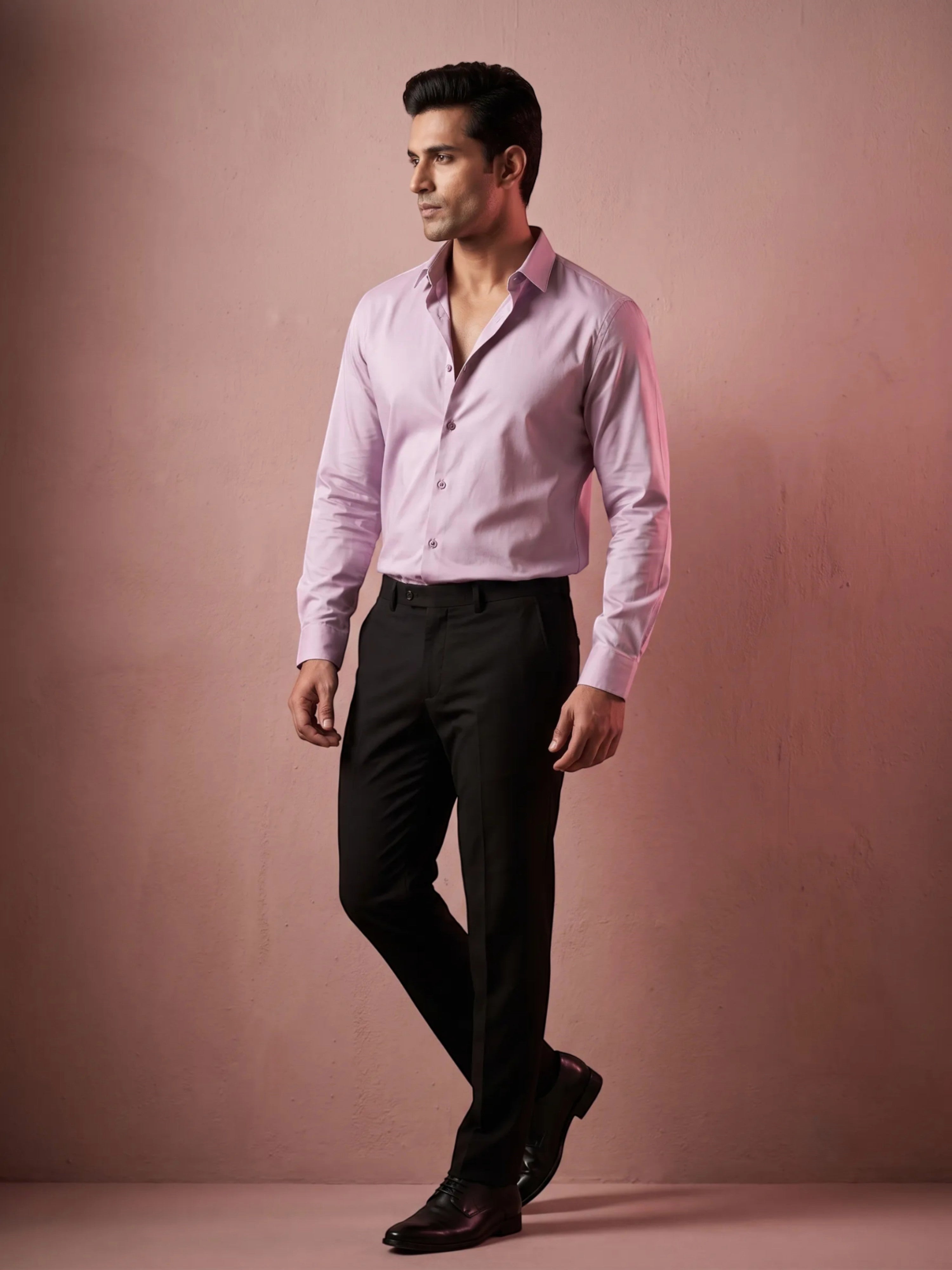 FirstLayer Premium Men's Stretch Silken Shirt | Classic Orchid