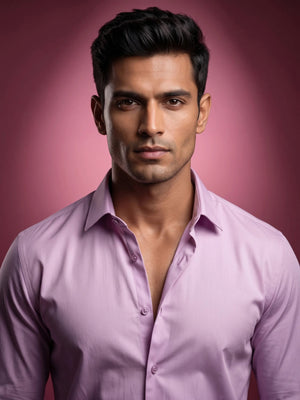 FirstLayer Premium Men's Stretch Silken Shirt | Classic Orchid