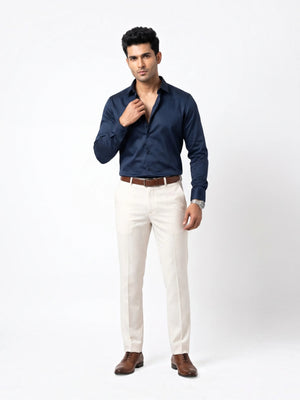 FirstLayer Premium Men's Stretch Silken Shirt | Mid Night Blue