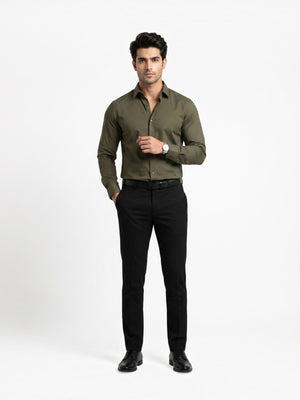 FirstLayer Premium Men's Stretch Silken Shirt | Olive Green