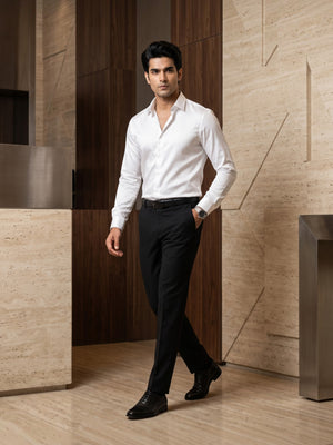 FirstLayer Premium Men's Stretch Silken Shirt | White