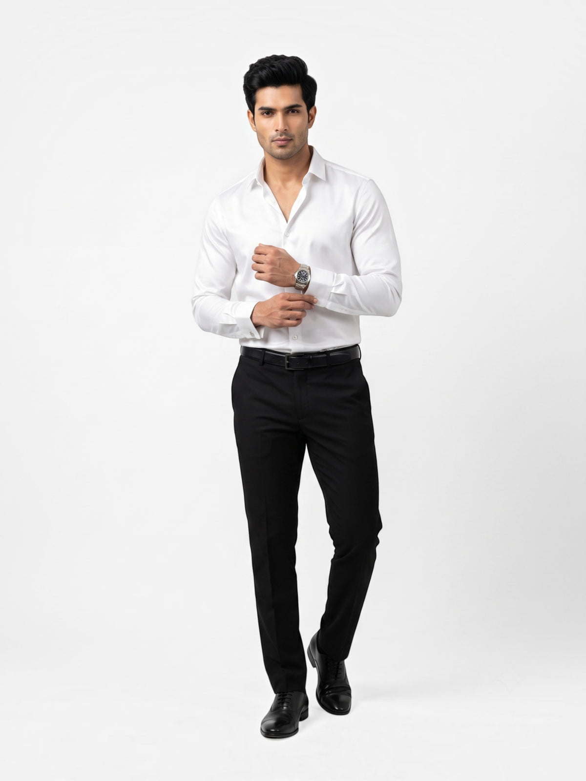 FirstLayer Premium Men's Stretch Silken Shirt | White