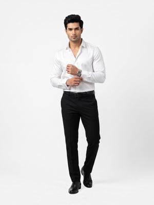 FirstLayer Premium Men's Stretch Silken Shirt | White