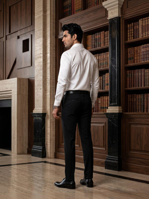 FirstLayer Premium Men's Stretch Silken Shirt | White