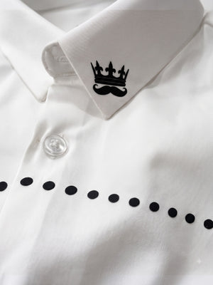 FIRSTLAYER Men's White Polka Satin Shirt | Premium Satin | Regular/Slim Fit | Full Sleeve