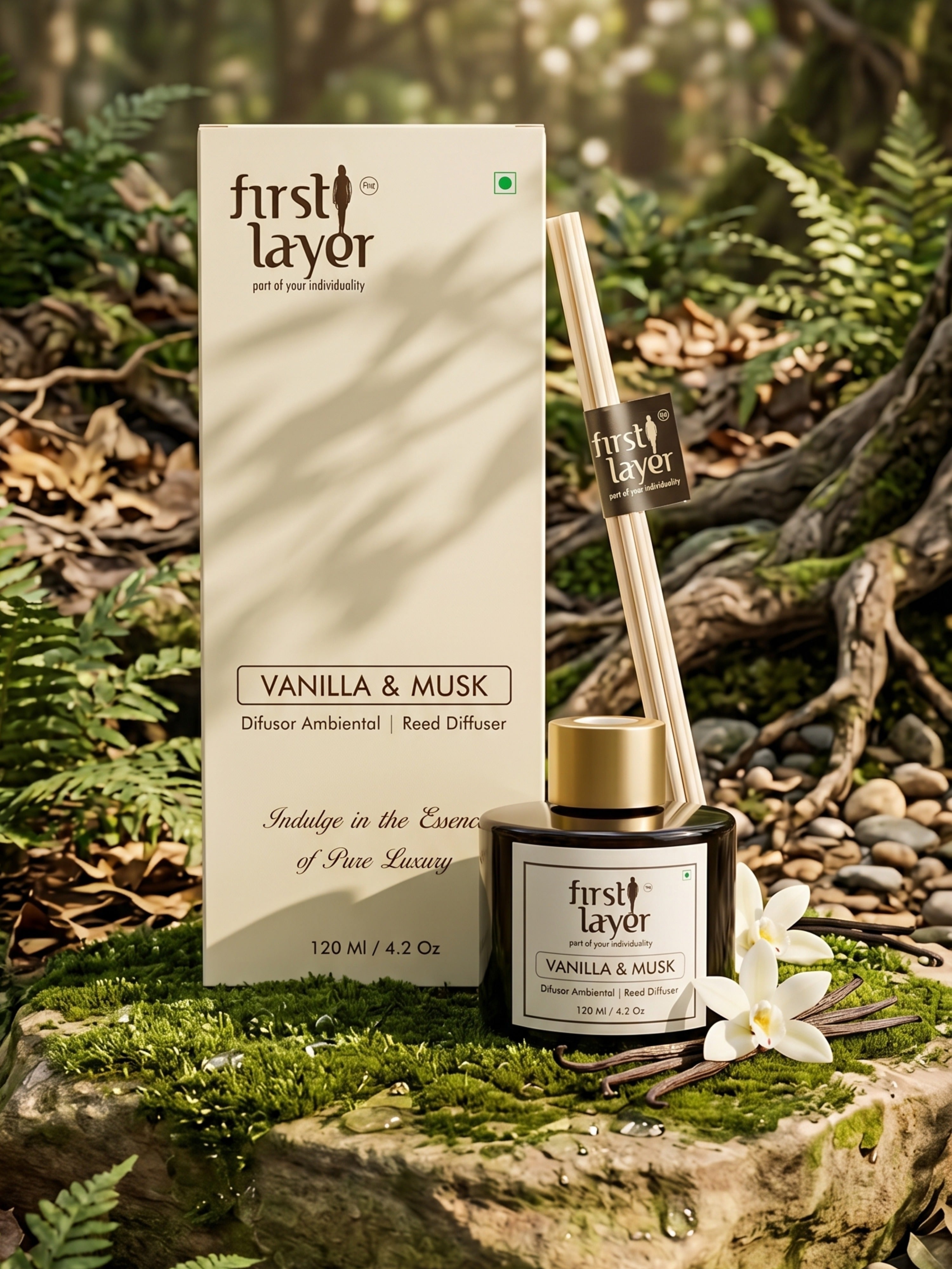 firstLayer Vanilla & Musk Reed Diffuser | Premium Aromatic Essential Oil Room Fragrance