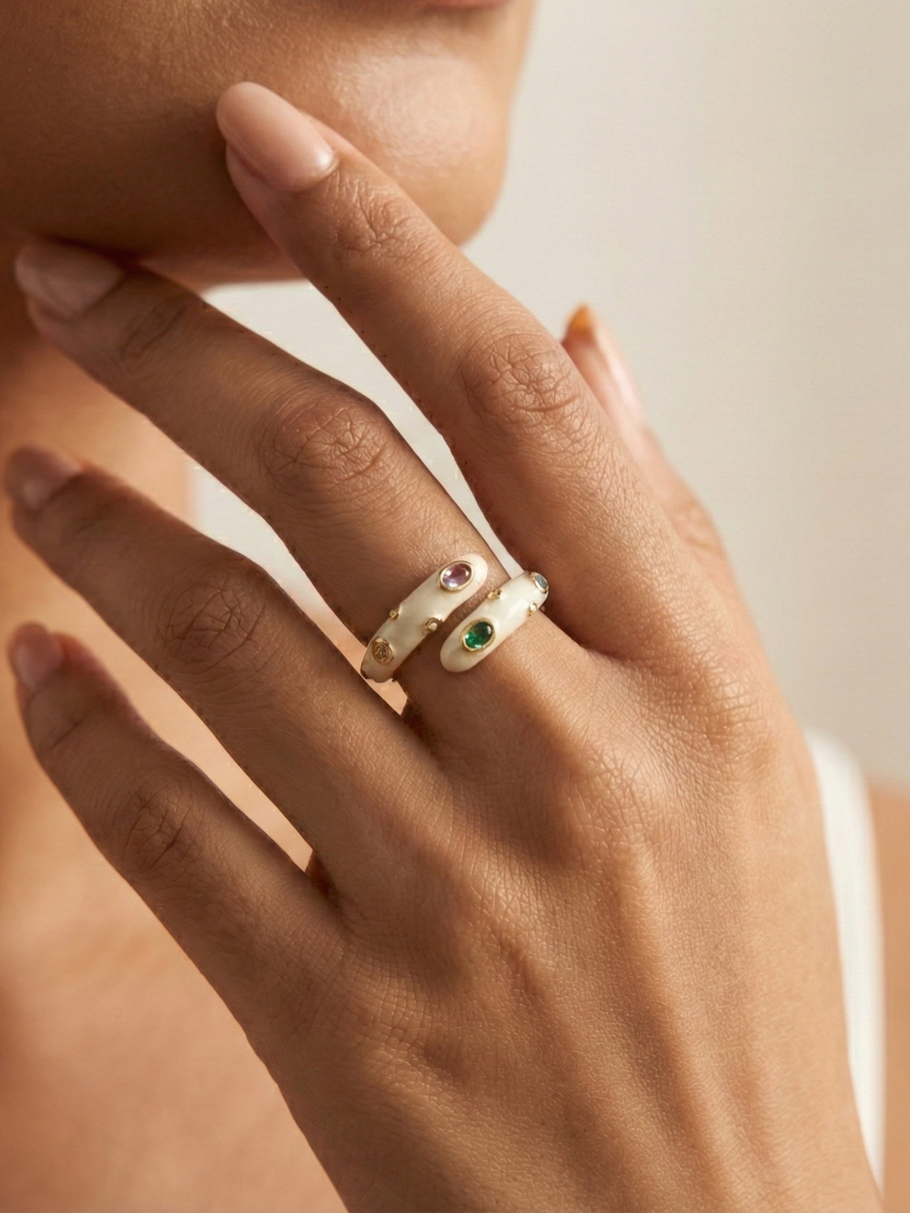 Whimsical Multicolor Enamel Ring Statement Jewellery – Open Style