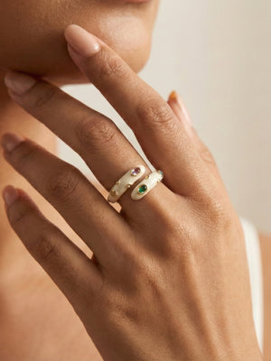Whimsical Multicolor Enamel Ring Statement Jewellery – Open Style