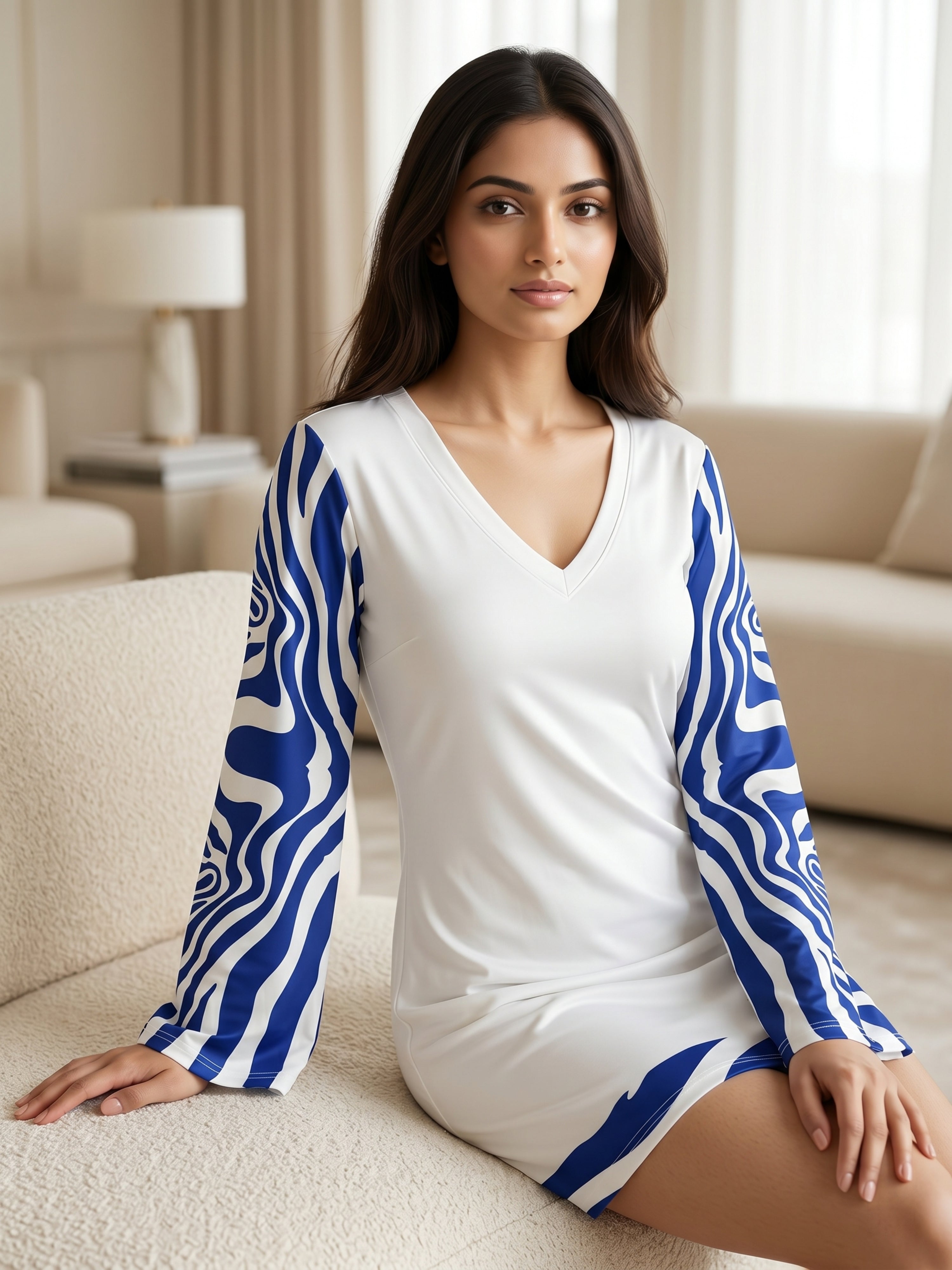 Blue Wave Bell Sleeve Mini Dress